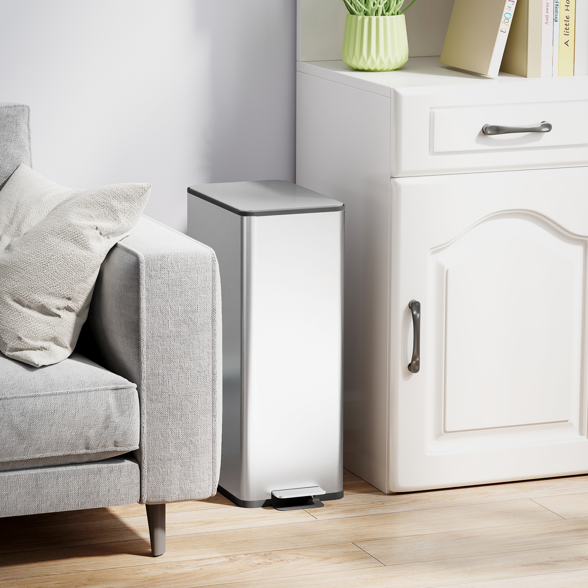  Cos de Gunoi cu Pedala 20L, 21.5x37.2x57 cm, Argintiu [8]