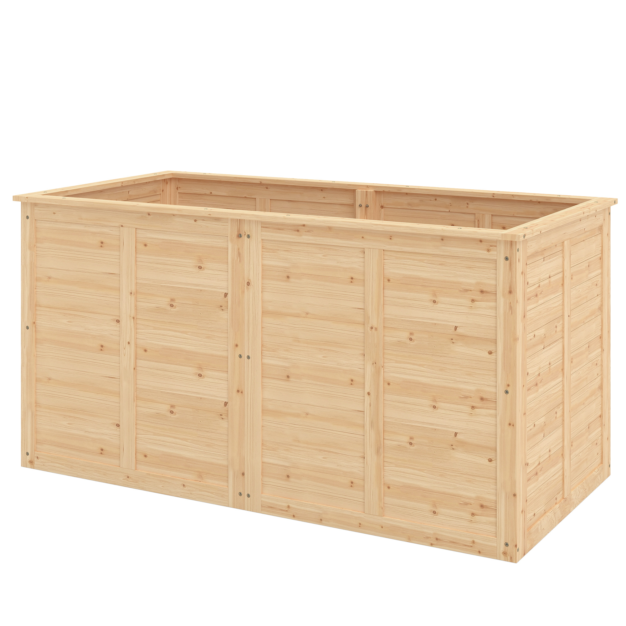 Outsunny Lit de jardin Carré Potager de Jardin surélevé, Fond Ouvert, 152x77x77cm, en bois massif, effet bois naturel
