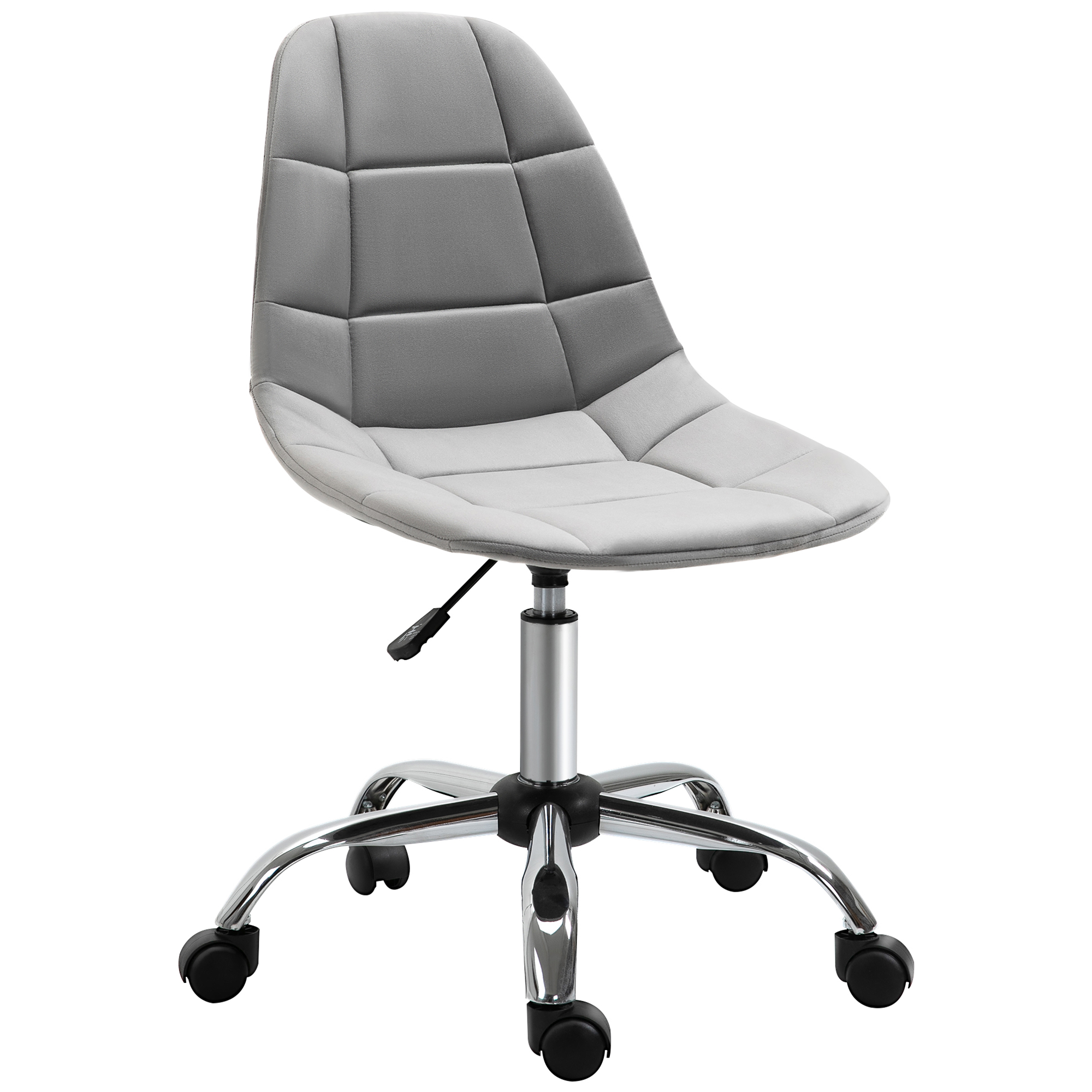 Vinsetto Chaise de bureau ergonomique fauteuil de bureau hauteur réglable 81-91 cm chaise pivotant sans accoudoirs aspect velours gris