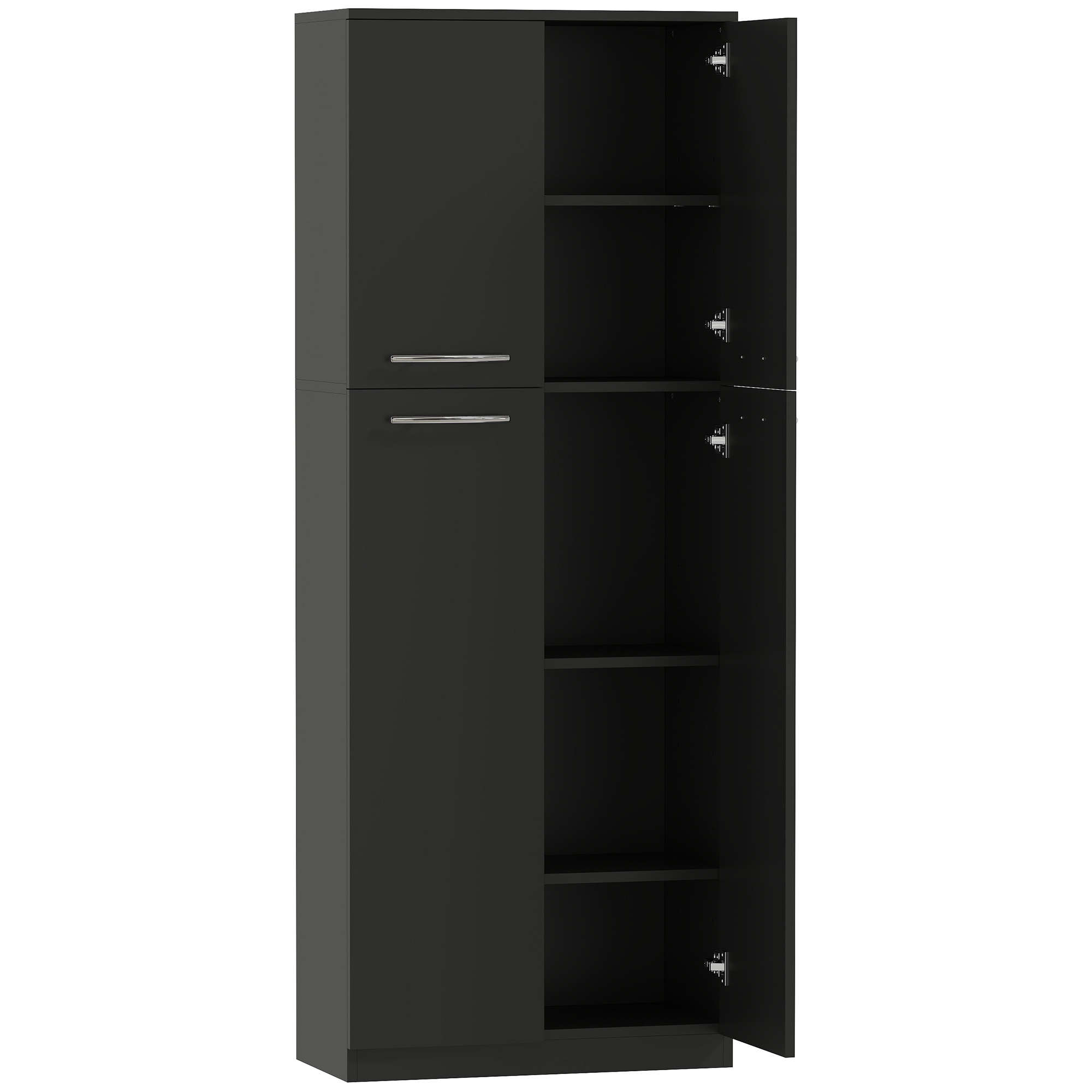 HOMCOM Küchenschrank, Vorratsschrank mit 2 Schränken, Küchenschrank mit verstellbaren Regalböden aus MDF, für Esszimmer, Wohnzimmer, 59x31x155 cm, Schwarz Aosom