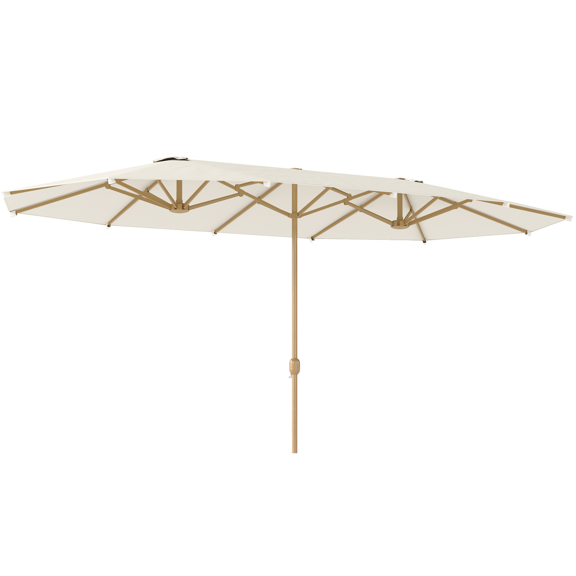 paturi de două persoane Outsunny Umbrelă de Soare cu Două Fețe și Mâner cu Manivelă Ușor de Utilizat, 455x265x238 cm, Bej | Aosom Romania