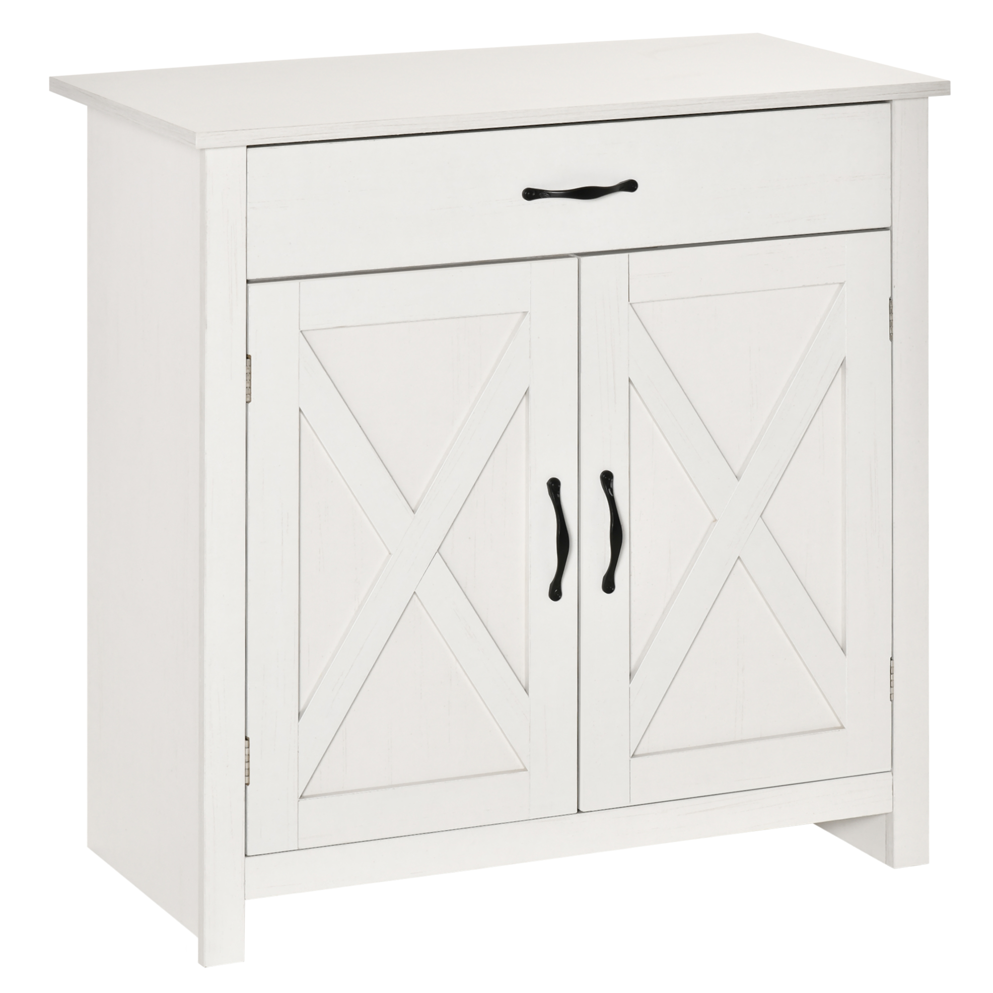 HOMCOM Sideboard, Aufbewahrung mit Schublade, 2 Scheunentüren und verstellbarem Regal, Esszimmer- & Küchenbuffet, 80 x 39,7 x 80 cm, weiß Aosom