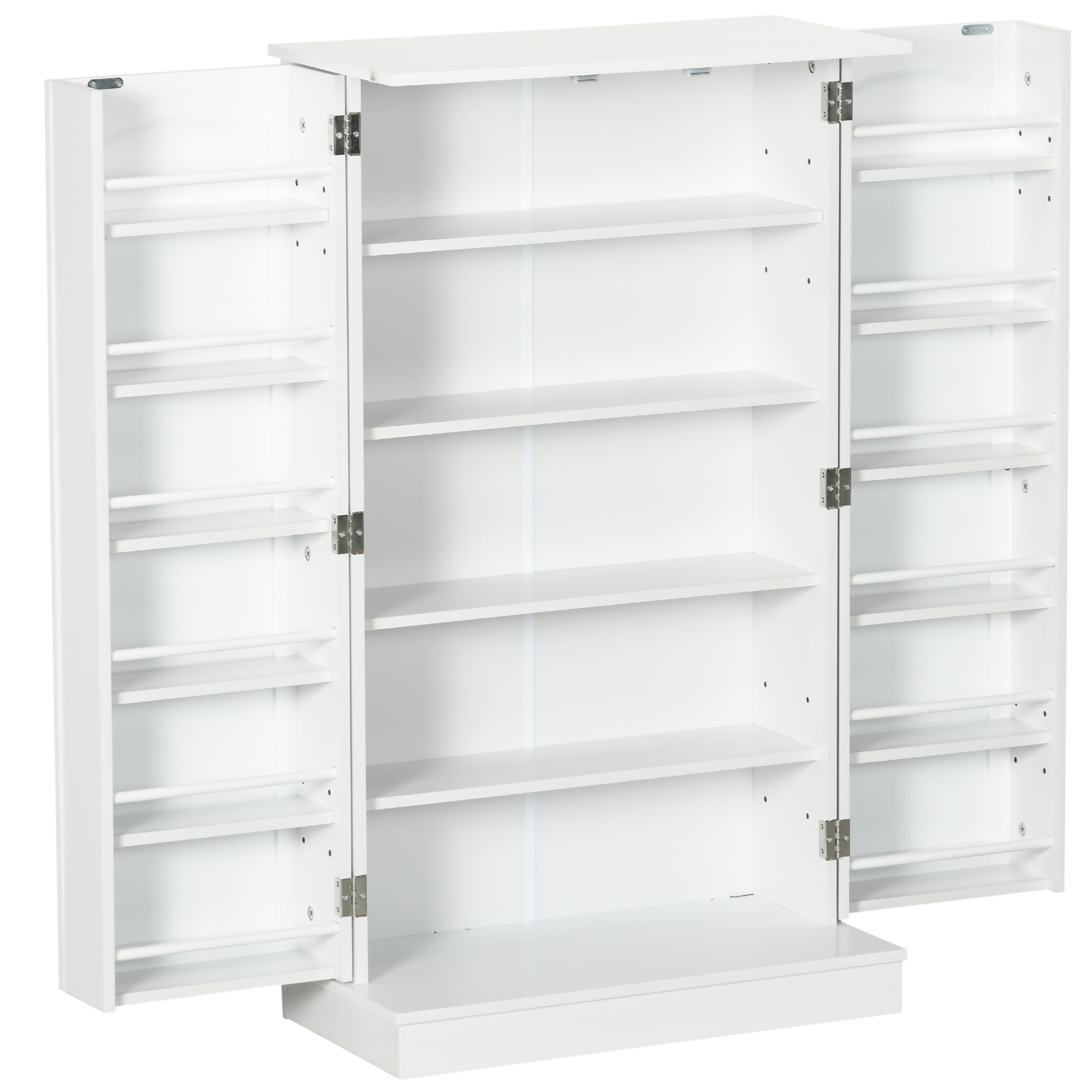HOMCOM Armario mueble de cocina despensa 2 puertas con 5 estantes y 12 porta especias - 60 x 30 x 104 cm - blanco