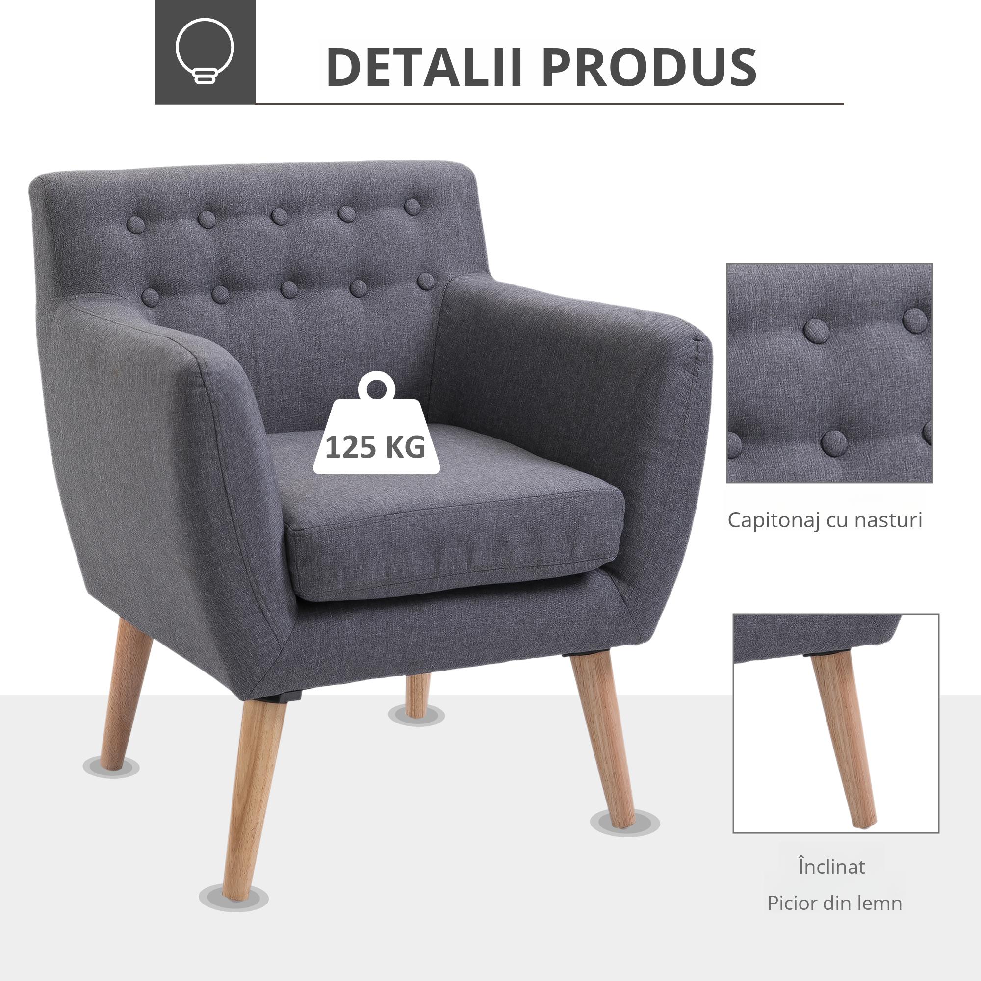  Scaun Fotoliu de Design Dormitor Salon Moderna Gri [5]