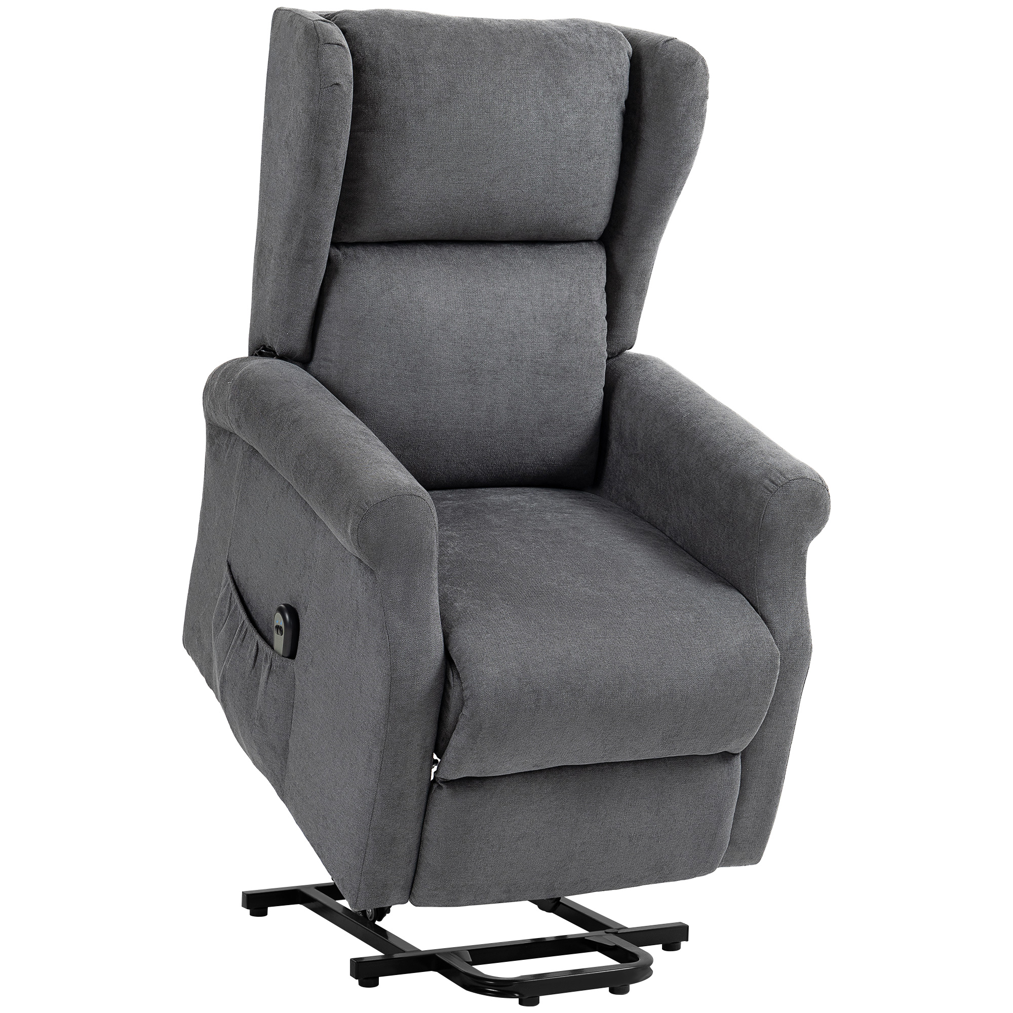 HOMCOM Fotel Relaksacyjny z Pomocą przy Wstawaniu, Funkcja Leżenia, do 200kg, 72,5x94x109cm, Ciemnoszary