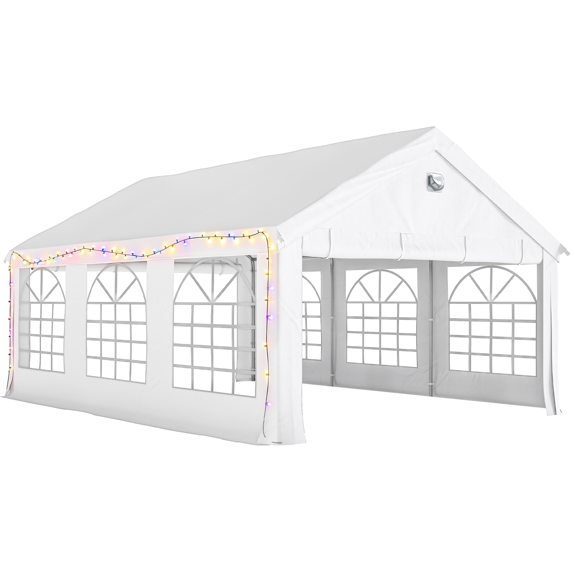 Outsunny Carpa para Fiestas 4x6 m Carpa de Jardín con Paredes Extraíbles 2 Puertas y Ventanas UPF30+ para Boda Camping Blanco