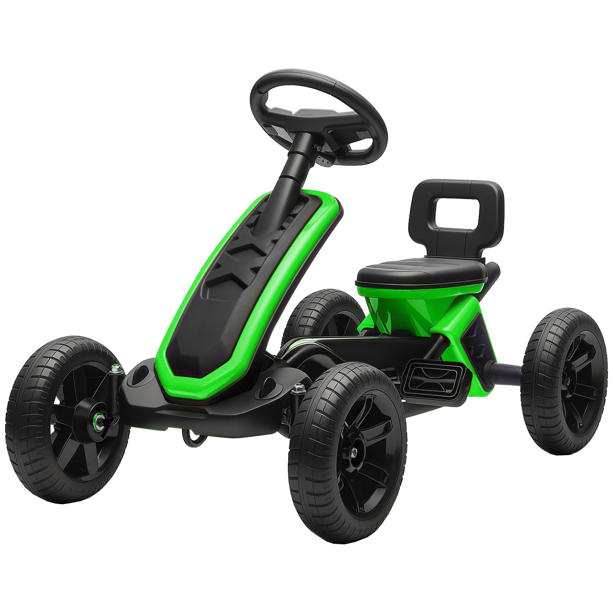 AIYAPLAY Kart à pédales avec roues EVA antidérapantes châssis métallique charge 30 kg pour enfants de 2-5 ans vert