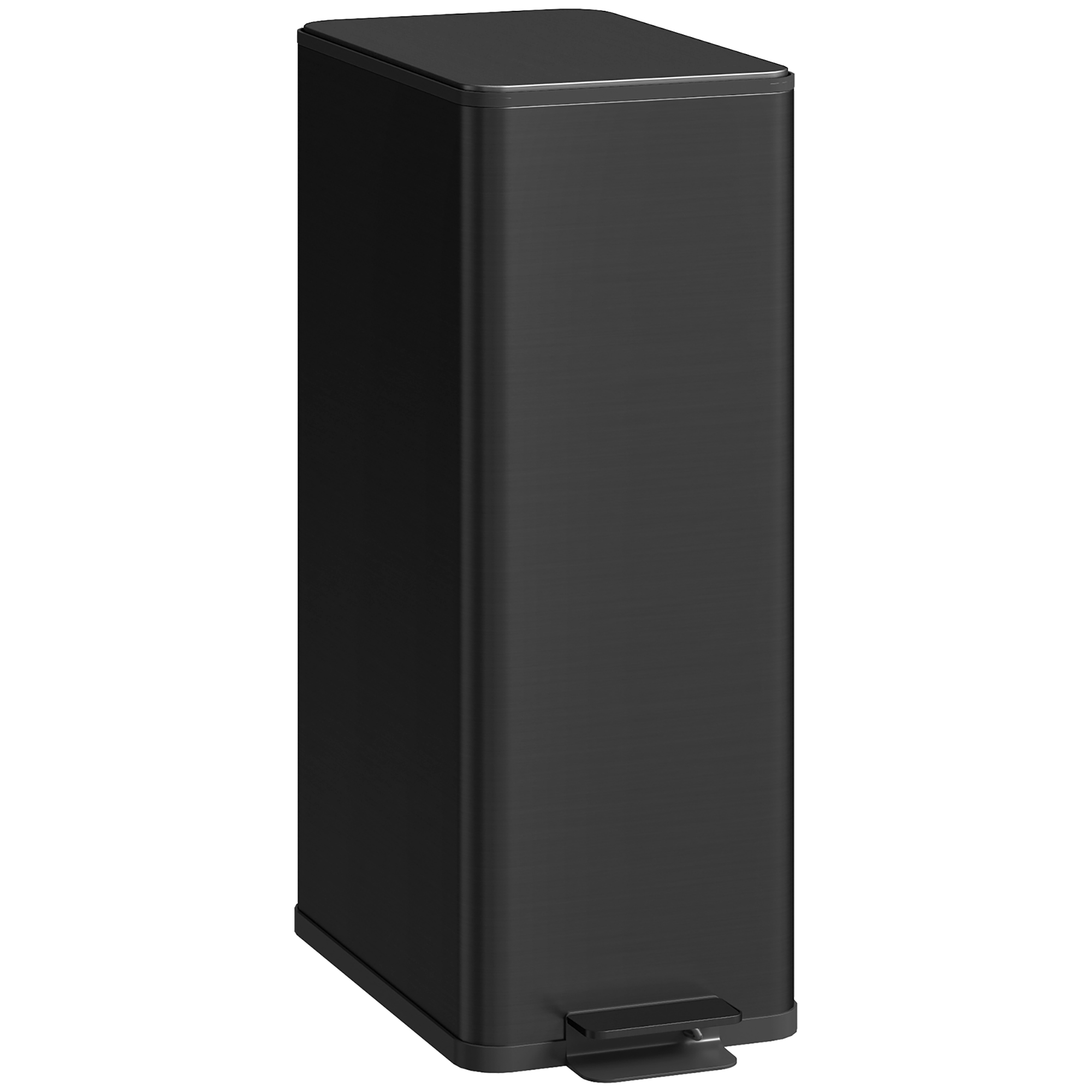 HOMCOM Prullenbak 20L, Softclose Deksel, Geurfiltervak, Vingerafdrukbestendig, Roestvrij Staal, Zwart