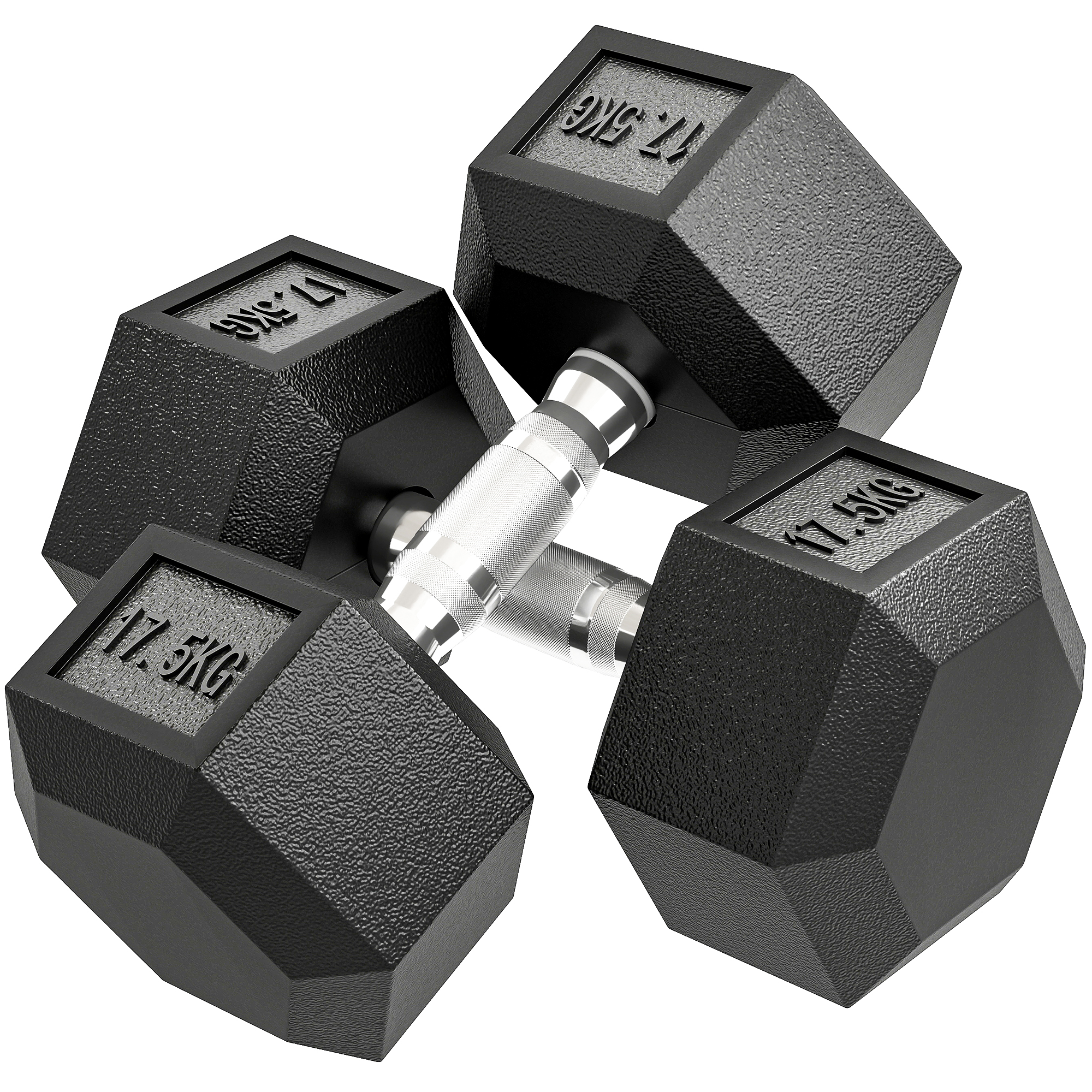 HOMCOM Hantle, 35 kg hantel, hantle, ciężar, antypoślizgowy uchwyt, Czarny + Srebrny