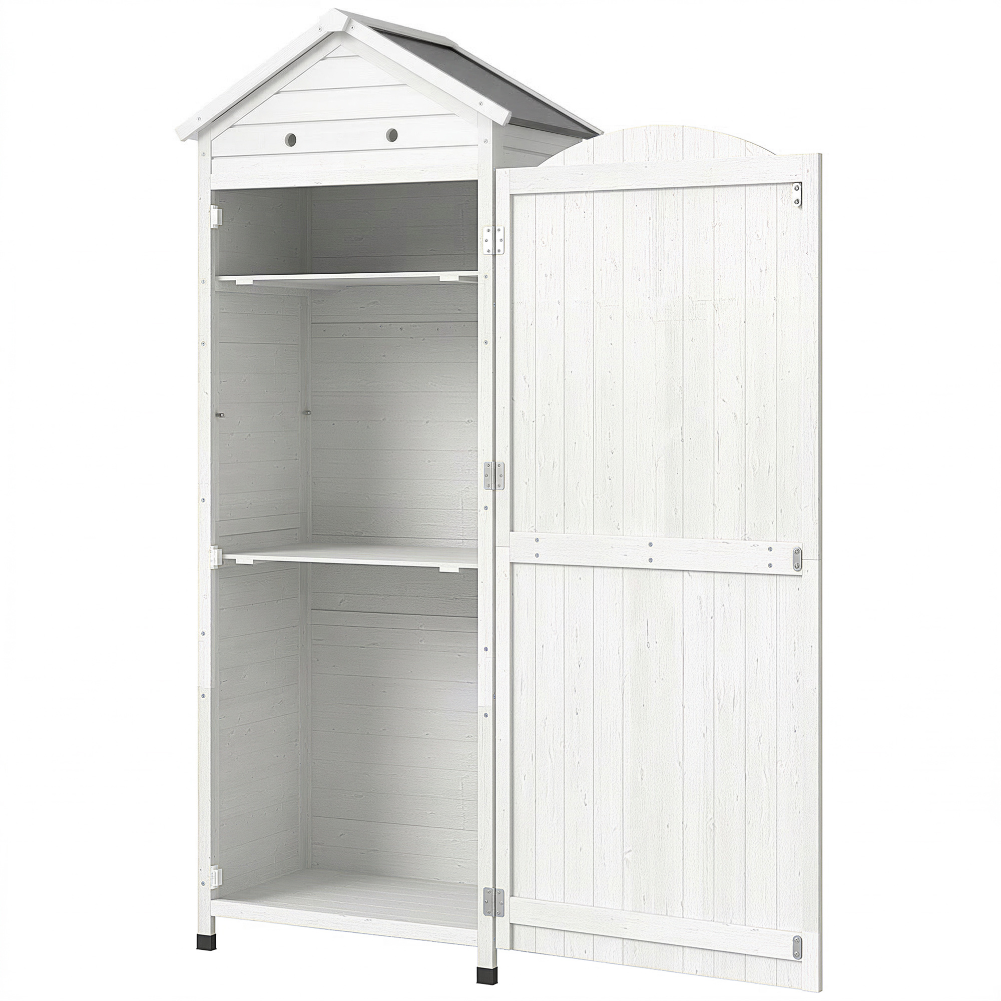Outsunny Armoire de jardin en bois, abri très haut avec étagères réglables, porte magnétique, toit galvanisé, ventilation