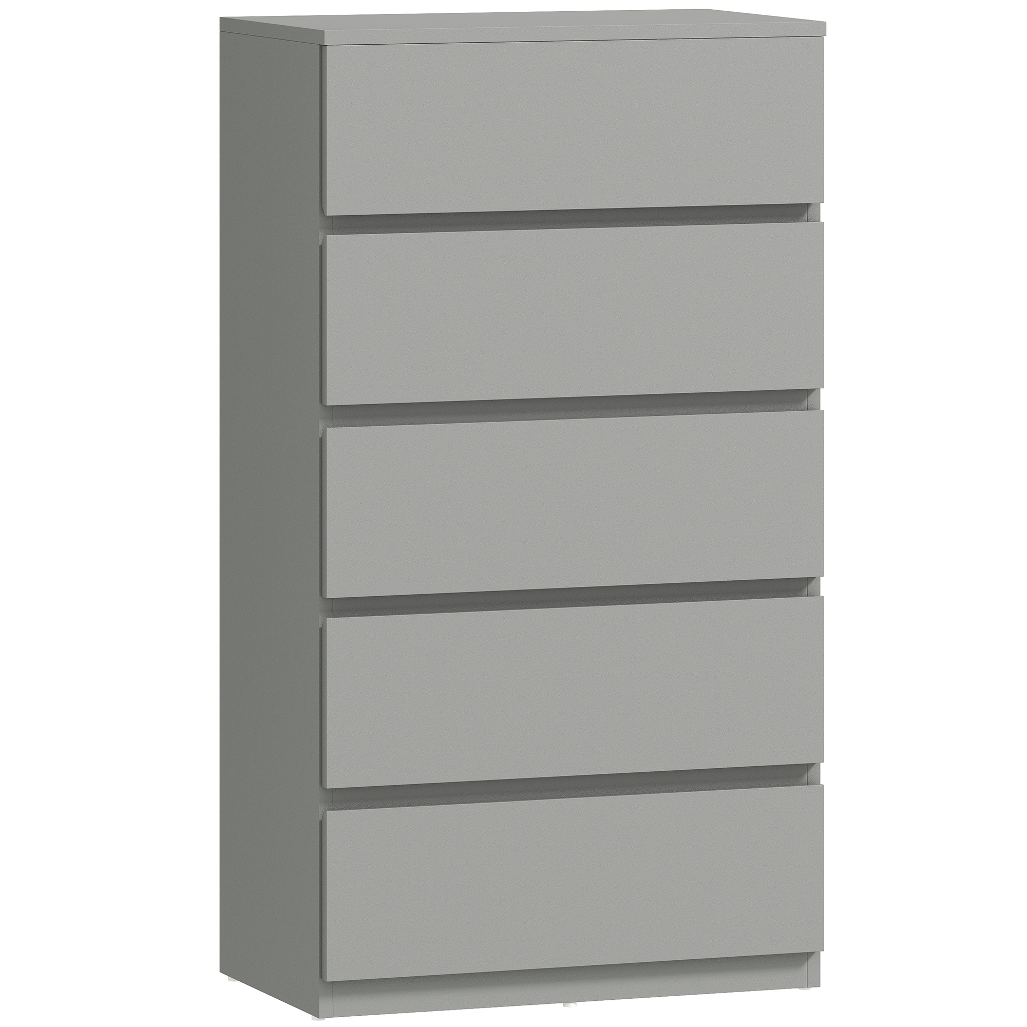 Homcom Grey Chest Of Drawers, 5-Drawer Storage Cabinets, Modern Dresser, Storage Drawer Unit For Bedroom