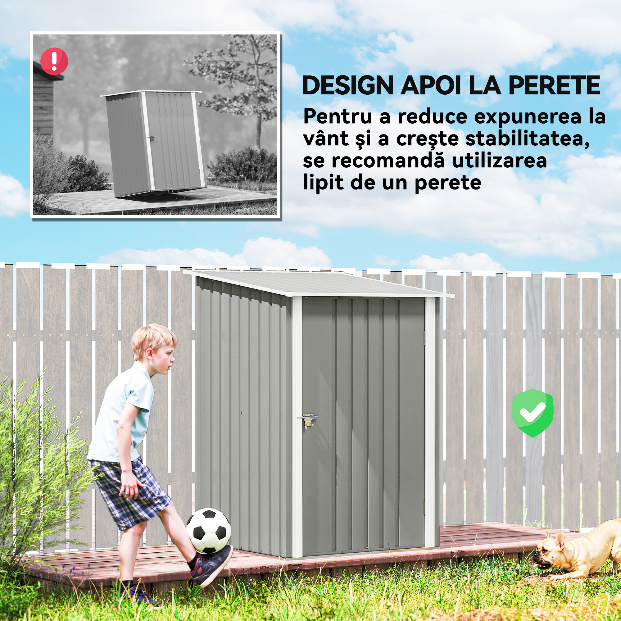  Casuta de Gradina pentru Depozitarea Uneltelor din Otel Galvanizat cu Usa, 100x104x160 cm, Gri Deschis [5]