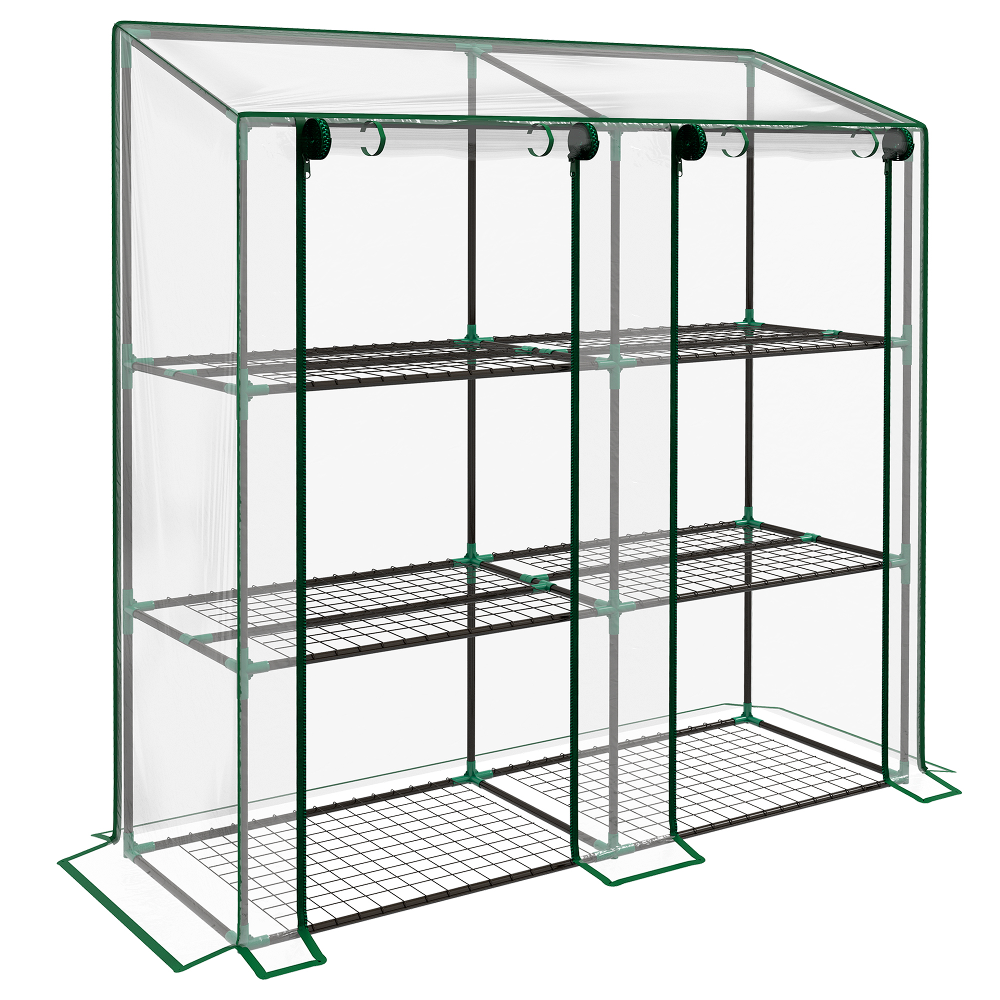 Outsunny mini-szklarnia, 3 poziomy, 6 półek drucianych, 2 otwory, folia plastikowa, Przezroczysty | Aosom PL