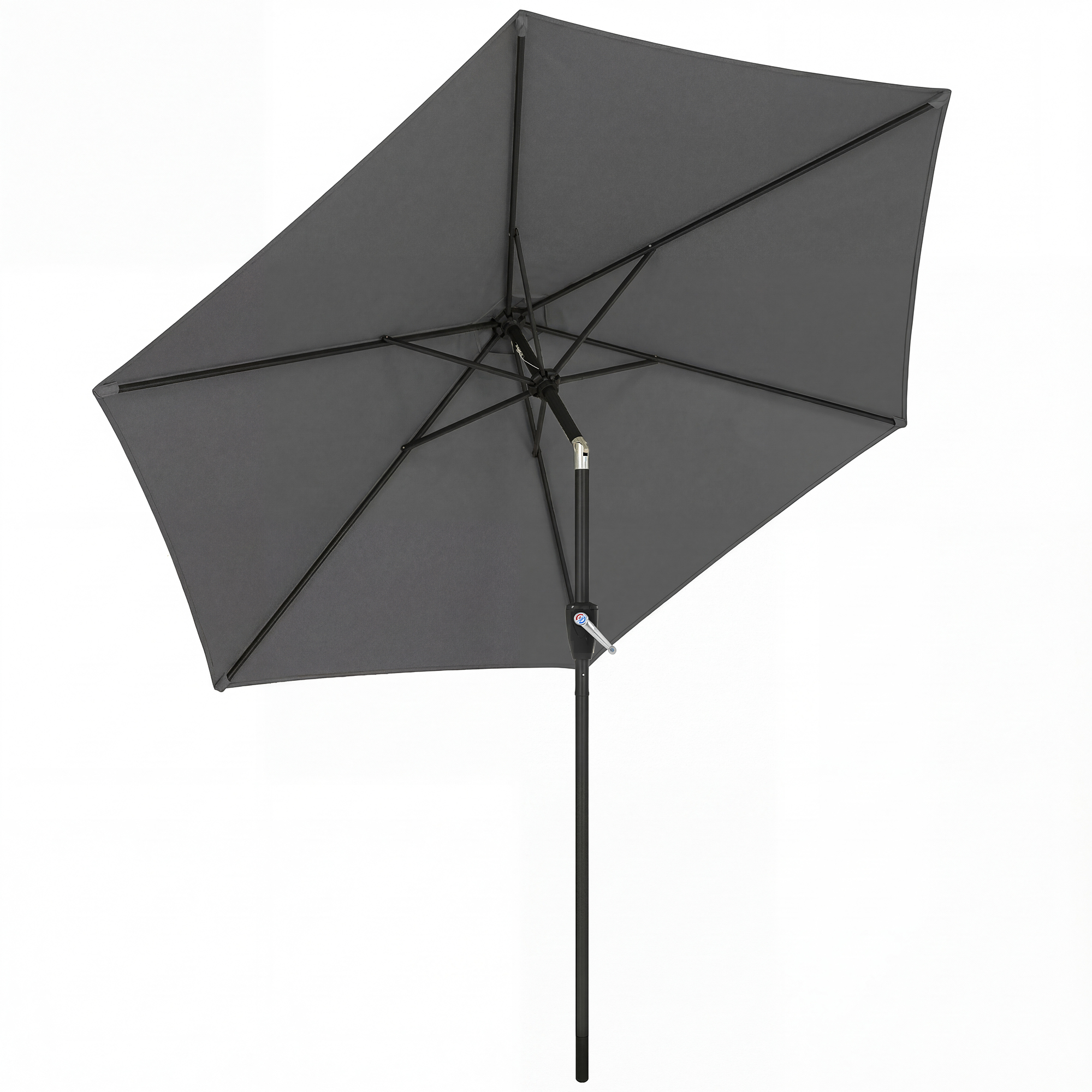 Outsunny Parasol Ø270 cm Regulowany Balkonowy z Korbką UV 50+ Ogrodowy Ciemnoszary | Aosom PL