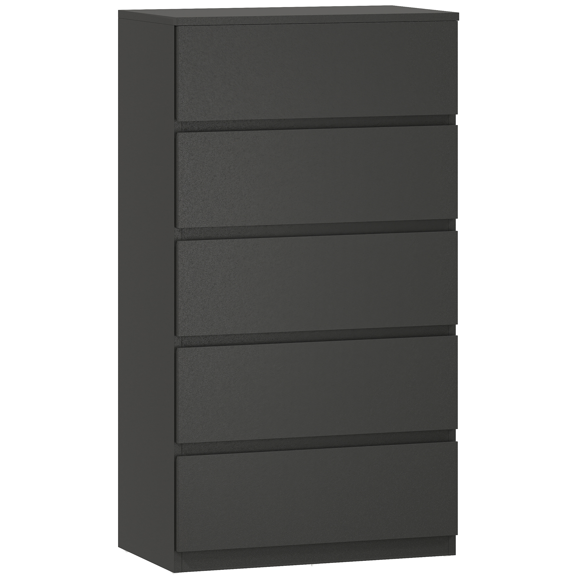 Homcom Black Chest Of Drawers, 5-Drawer Storage Cabinets, Modern Dresser, Storage Drawer Unit For Bedroom