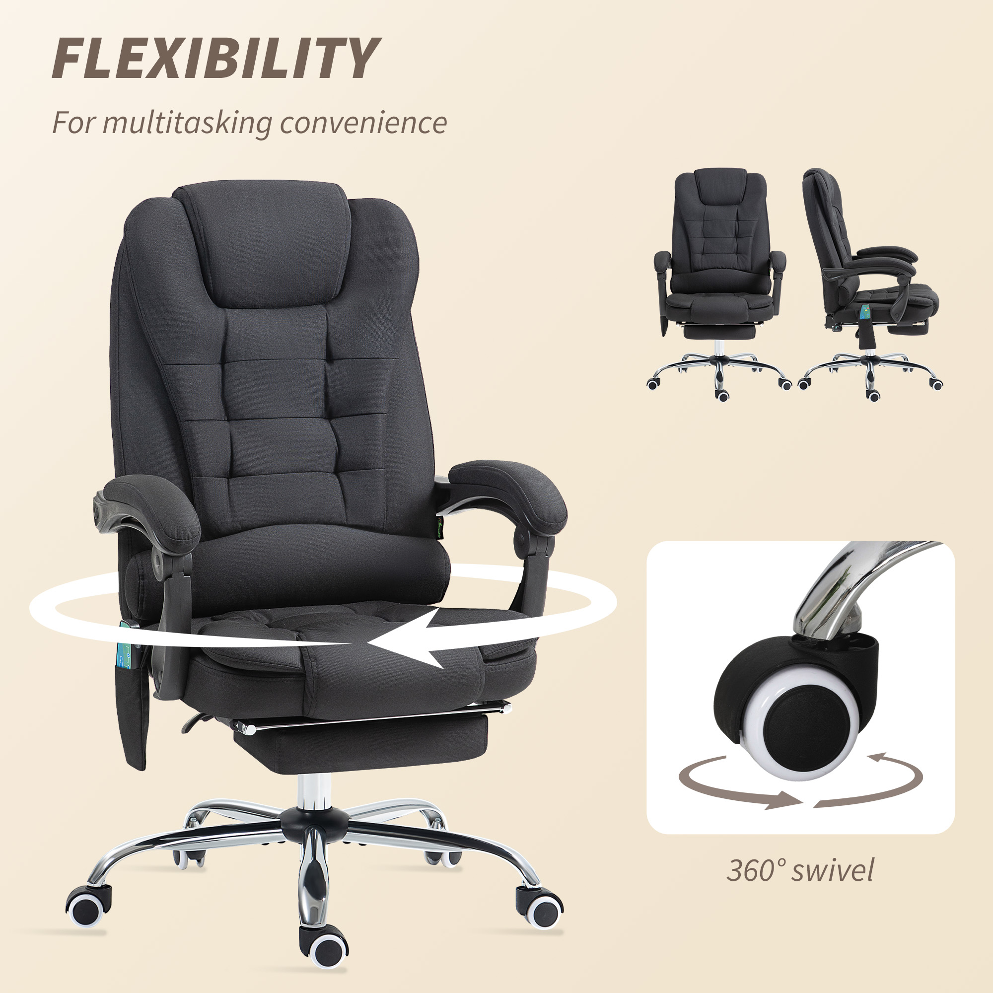 Massagestoel - RelaxLife - Elektrische massagefunctie - Draaibaar - Bruin