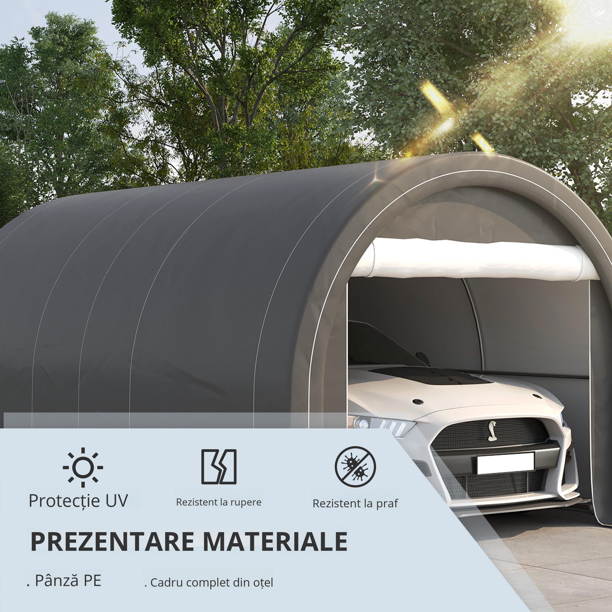  Auto-Garaj 3×5 m - Sopron Depozitare Portabil cu Usa Mare si Copertina pe Fermoar [6]