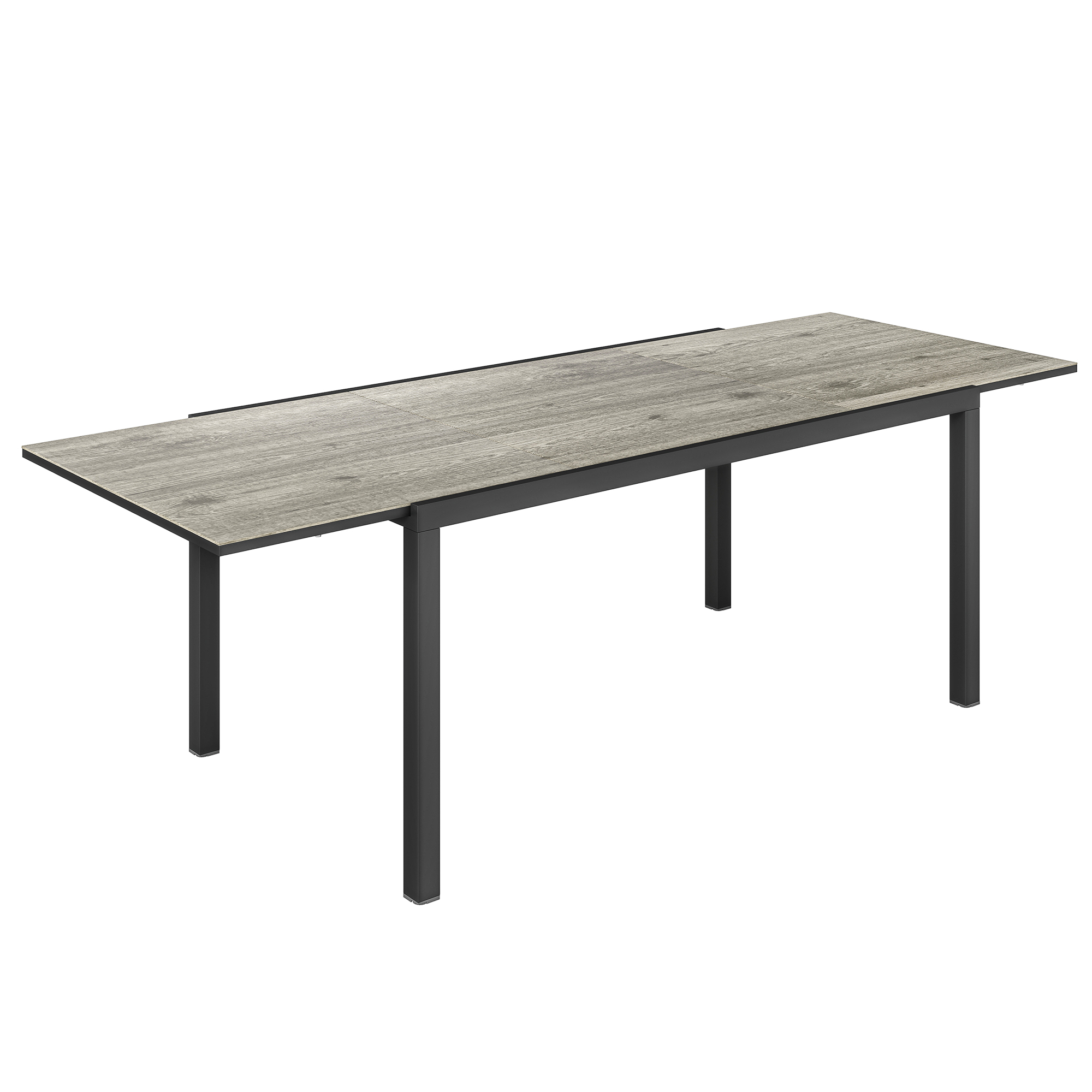 Outsunny Mesa de jardín extensible mesa de exterior 6 - 8 personas borde de aluminio y estructura en acero 160/240 cm gris