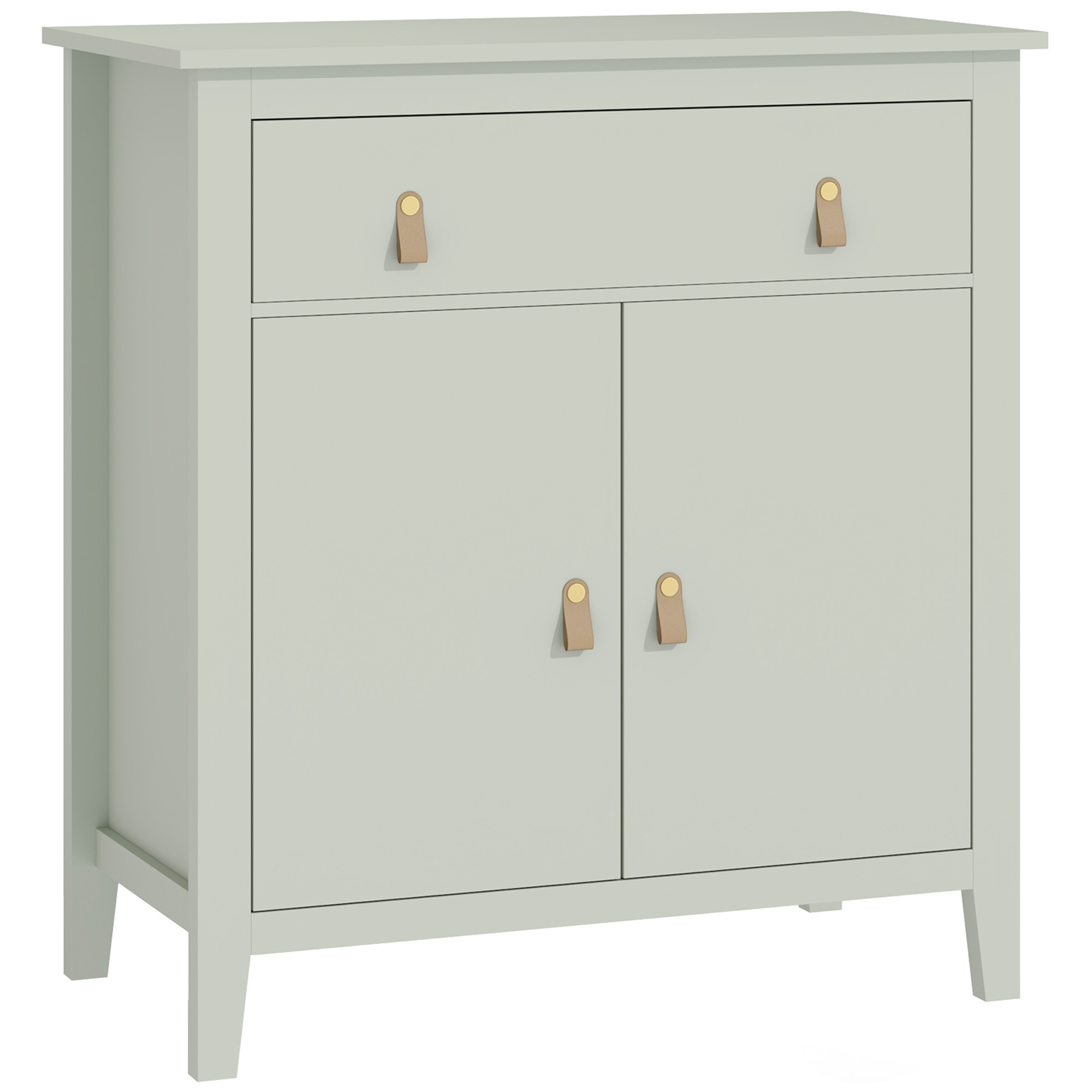 HOMCOM Sideboard, Aufbewahrungsmöbel mit Schublade, Doppeltür, verstellbares Fach, PU-Griffe, moderner Stil, Sideboard für Esszimmer und Küche, 80 x 40 x 90 cm, hellgrün Aosom
