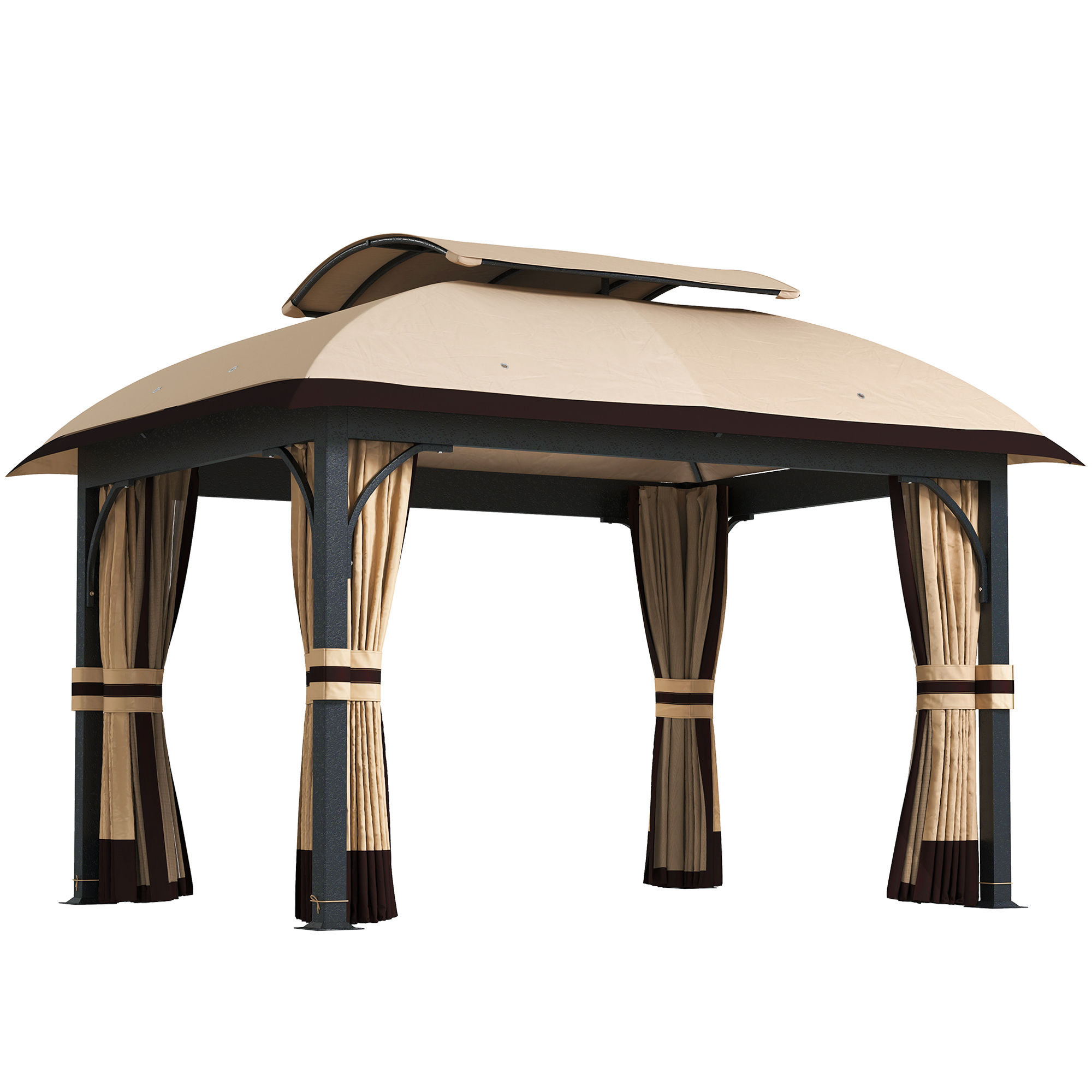 Outsunny Pavillon mit Doppeldach, 4x3,3 m Wasserabweisend Stabil Winterfest günstig online kaufen