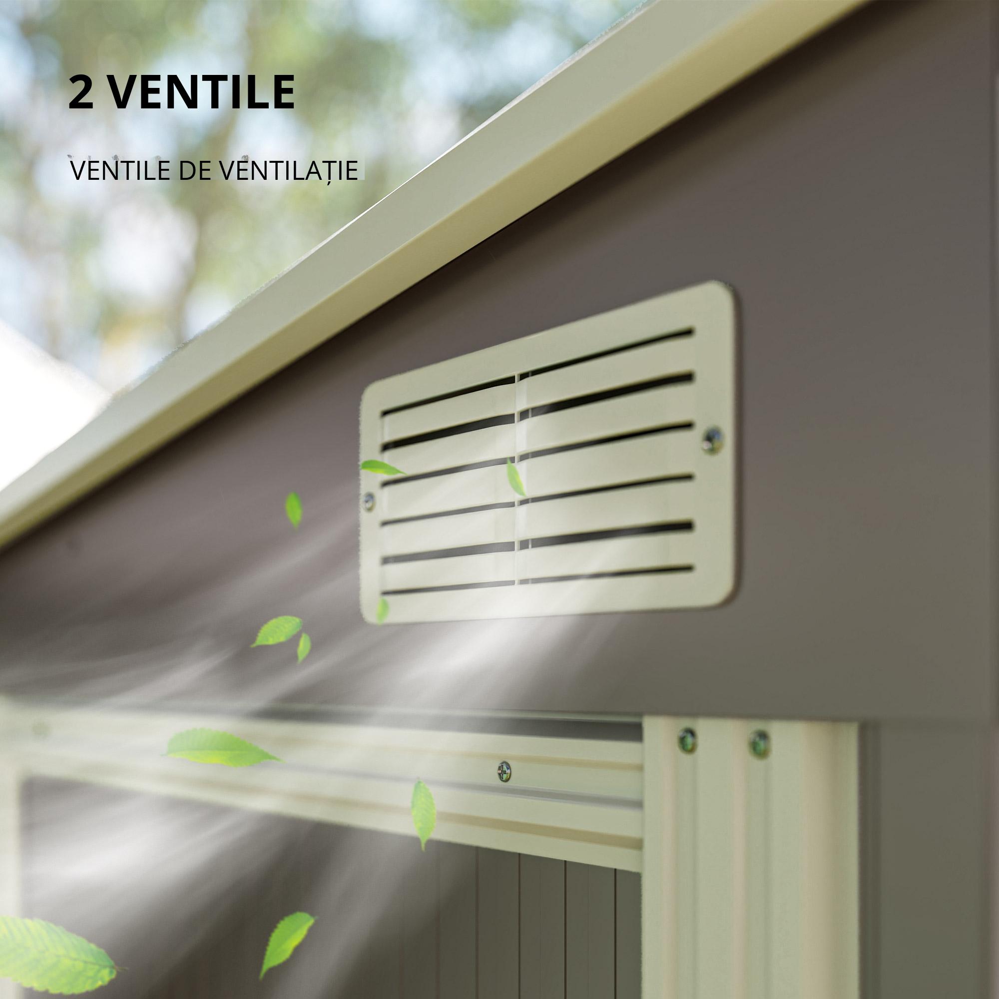  Casuta de Gradina din Metal 1.5x2m Usa Glisanta Gri Deschis [4]