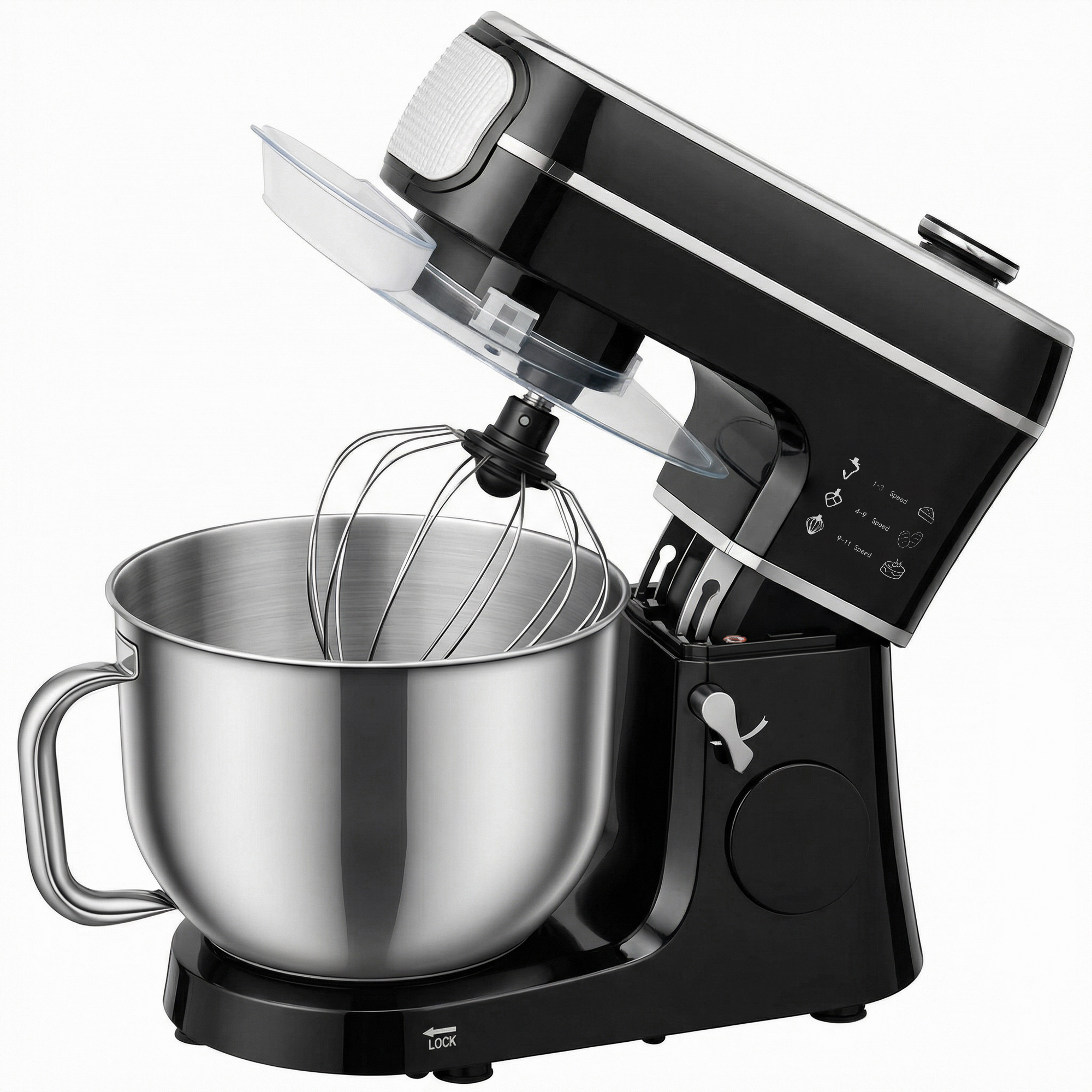 Homcom Black Stand Mixer, 6L 1400W Tilt-Head Food Mixer With 11 Speeds, Pulse & Fermentation Function, Led Display,