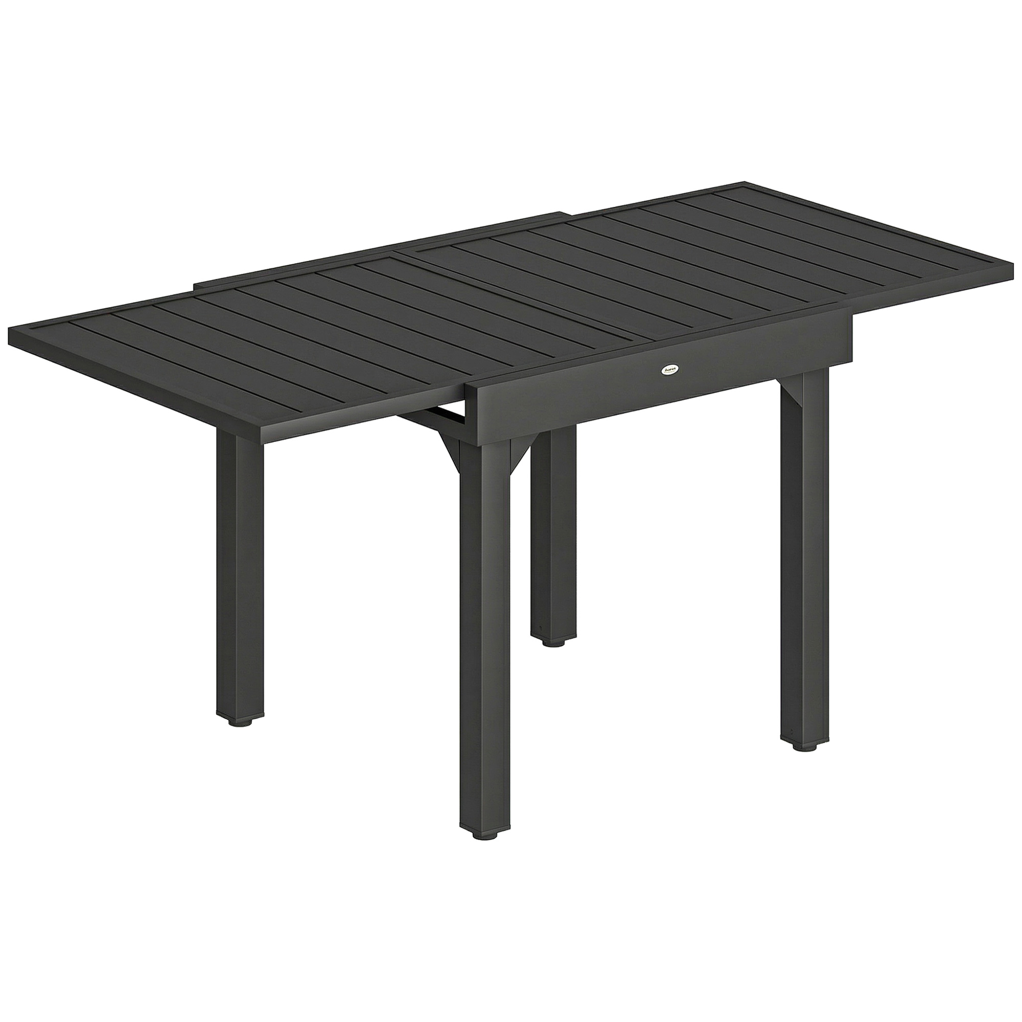 Outsunny Rozkładany Stół Ogrodowy 80/160 x 80 cm Aluminiowy Stół Jadalniany na 4-6 Osób, Prostokątny z Lamelowym Blatem | Aosom PL