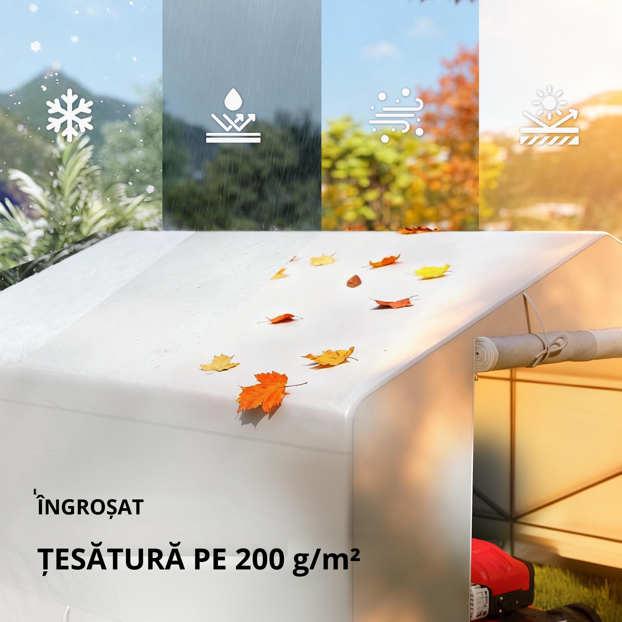  Garaj Moto Exterior 3x3 m Impermeabil cu Usa si Ventilatie Rulabila, Cort-Garaj pentru Biciclete si Unelte PE si Metal, Anti-UV, Alb [5]