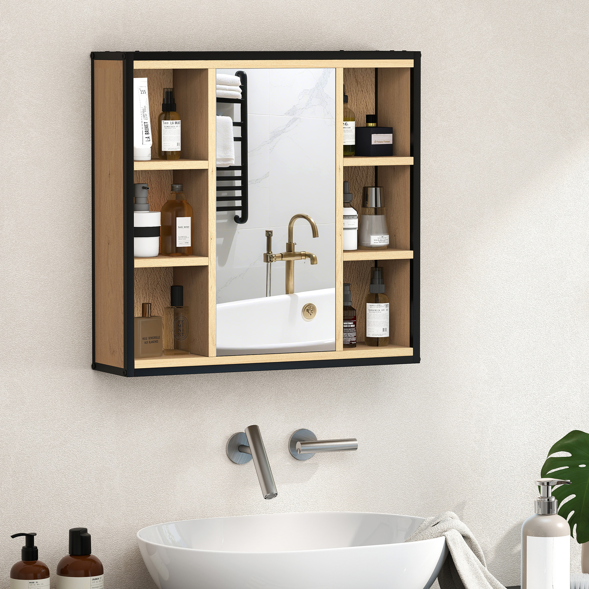 HOMCOM Spiegelschrank, Badezimmerschrank mit Spiegel, 60x16x58,5 cm Industr günstig online kaufen