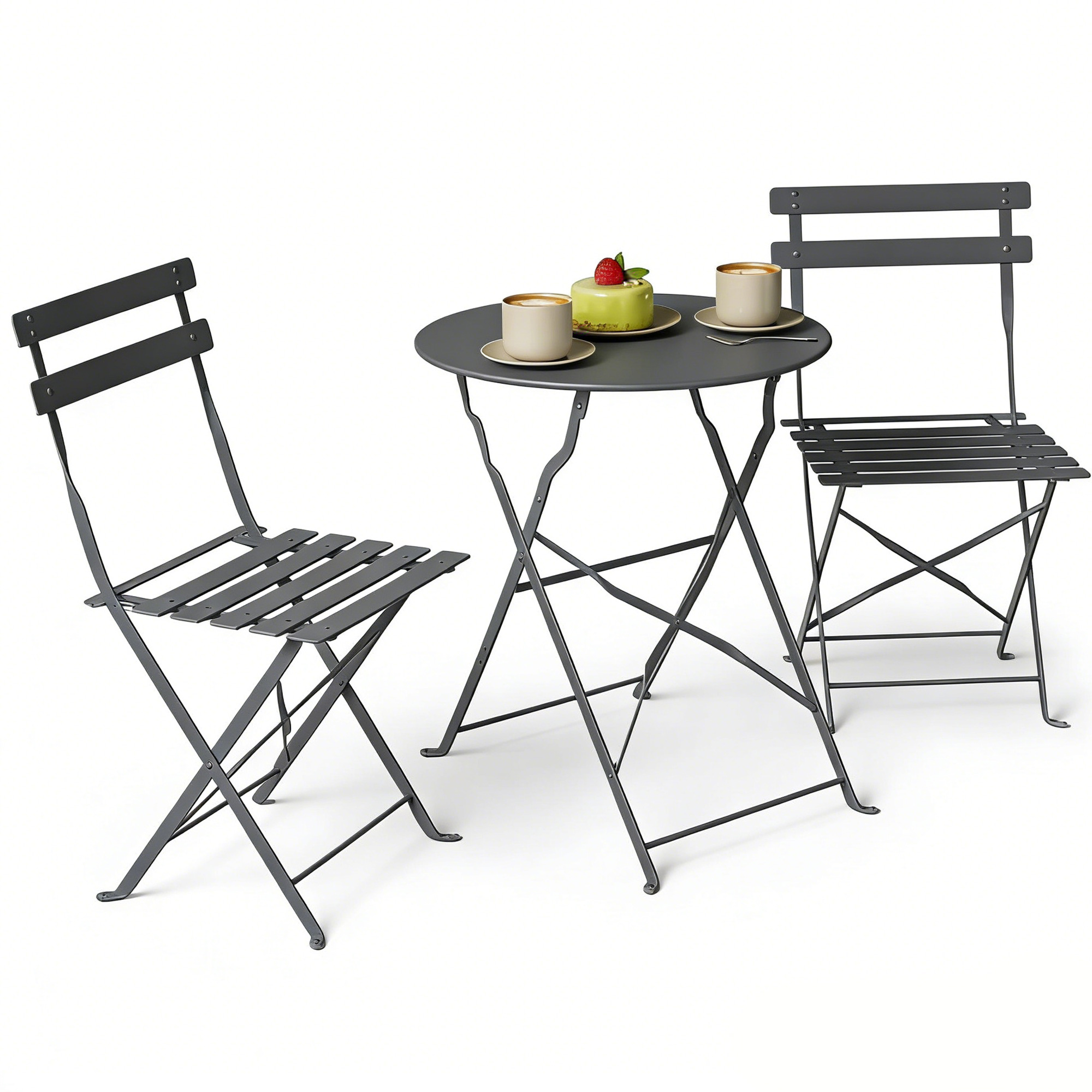 Outsunny Set bistrot extérieur, mobilier de jardin pliable avec table et 2 chaises, noir.