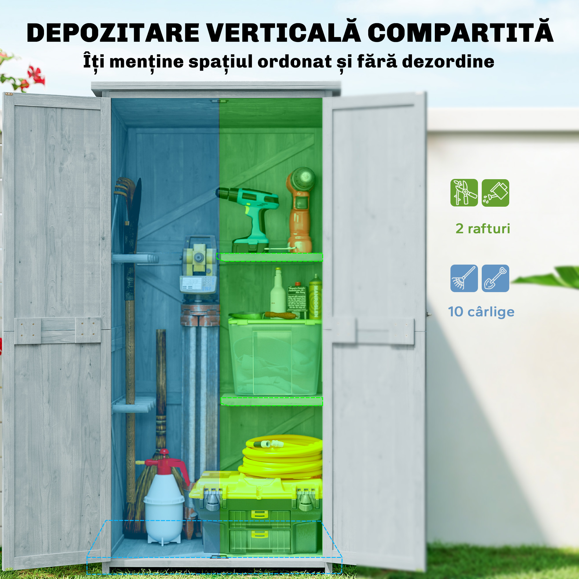  Dulap de Exterior, Depozit pentru Unelte cu 2 Rafturi [3]