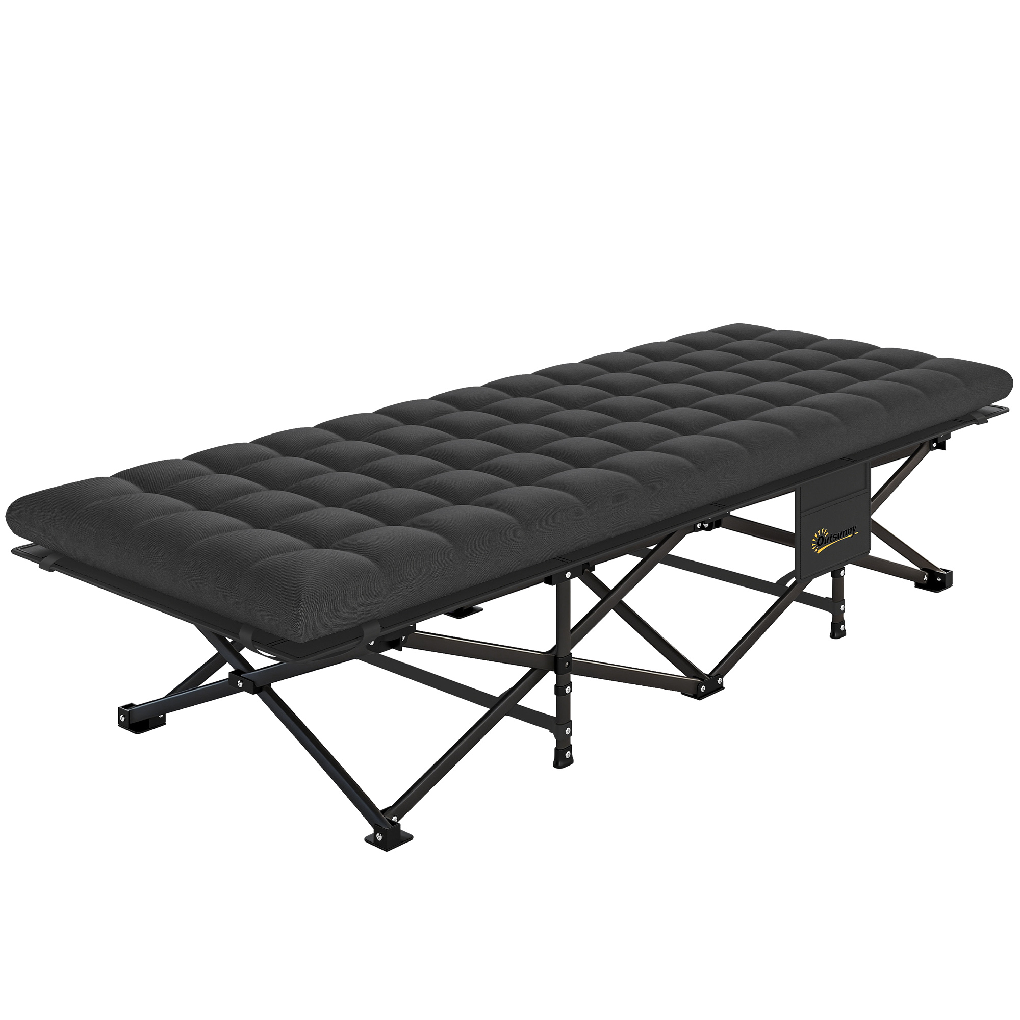 Outsunny Lit de camp pliant avec housse de transport lit de camping jusqu'à 200 kg intérieur, extérieur, 200 x 80 x 40 cm Noir