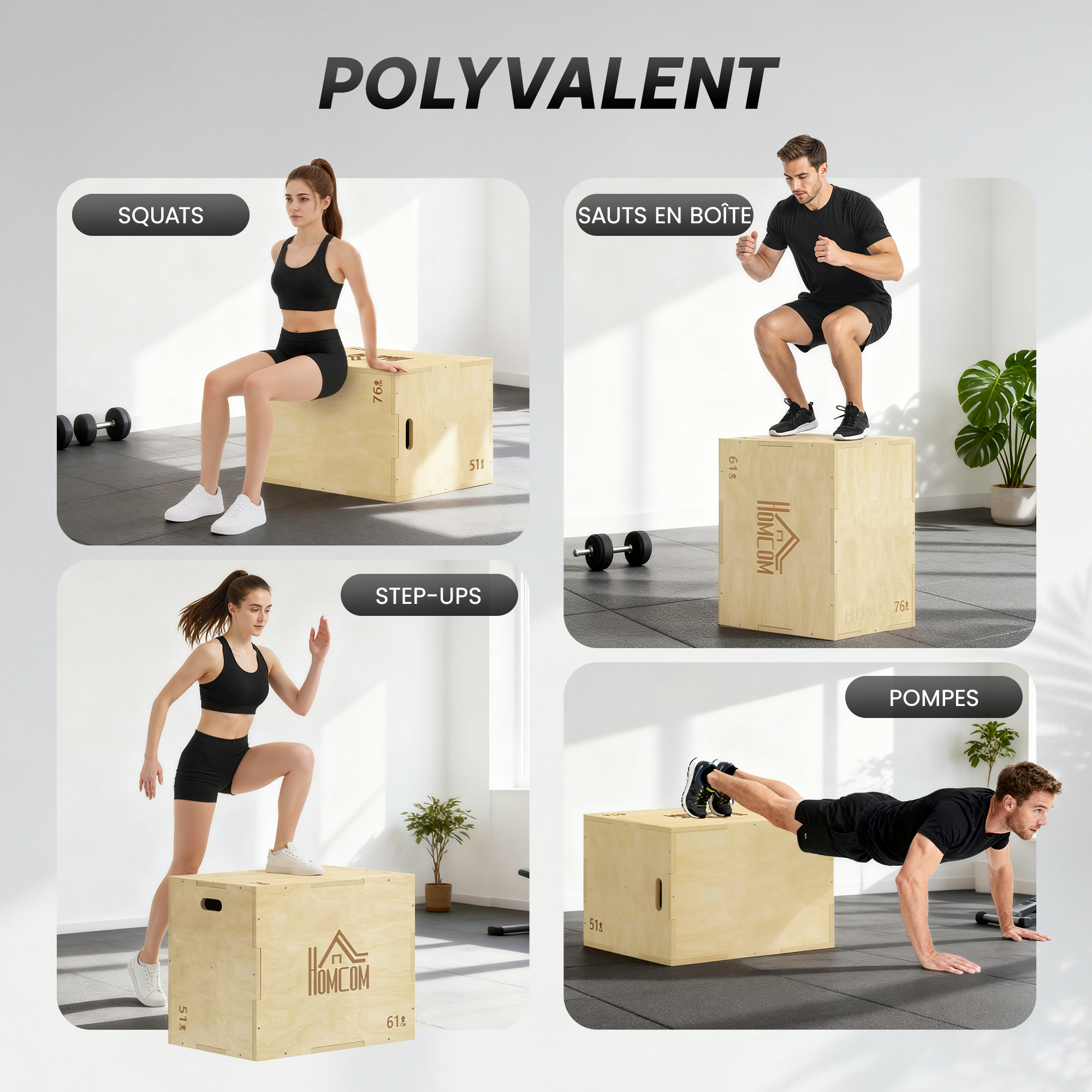 Plyobox PTC Sport En Bois - Boîte De Saut Crossfit 3 Hauteurs Réglables
