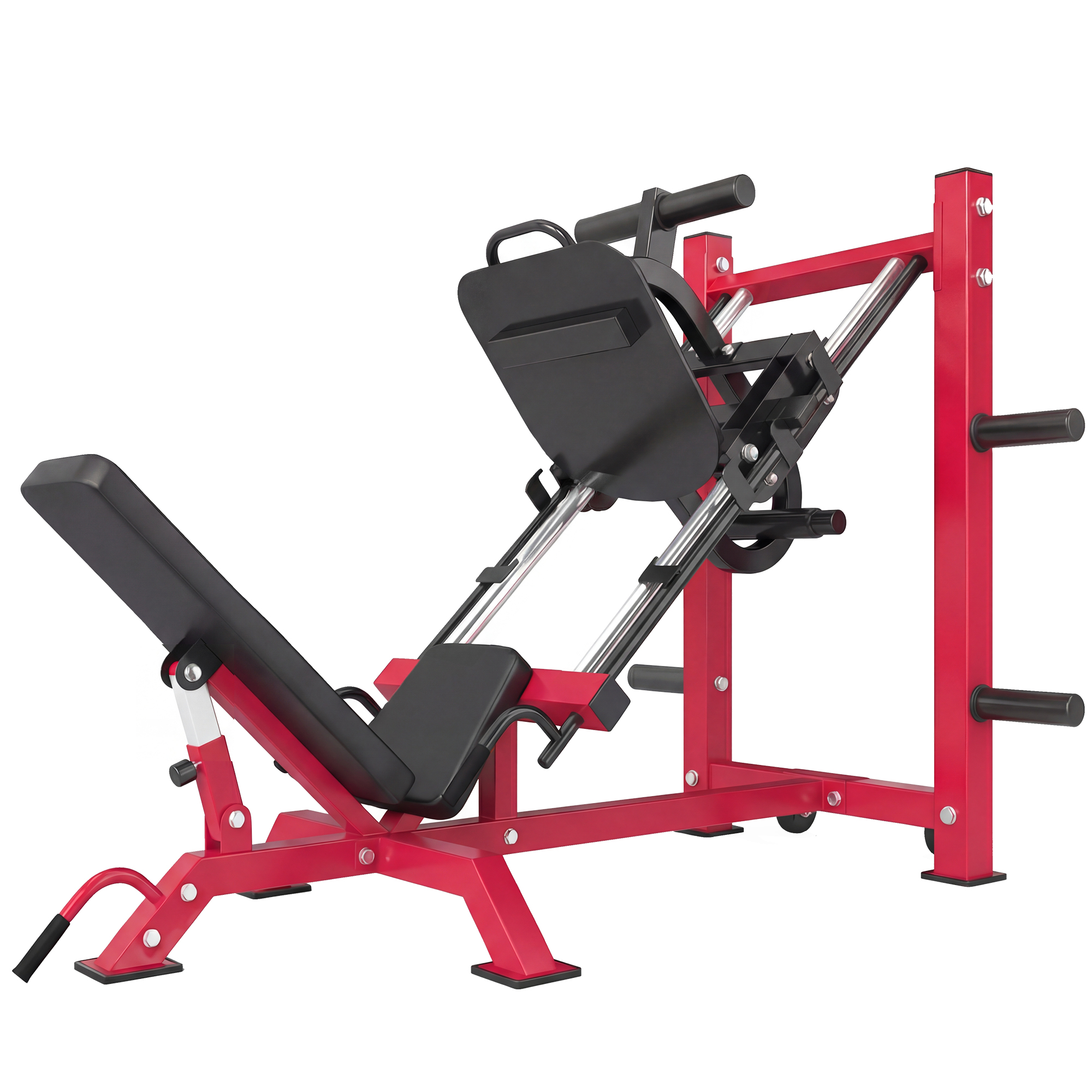 SPORTNOW Professionelle Beinpresse 455 kg - Beintrainingsgerät & Hack Squat - Einstellbar mit Transportrollen, kompatibel mit 25/50 mm Scheiben, Rot Aosom