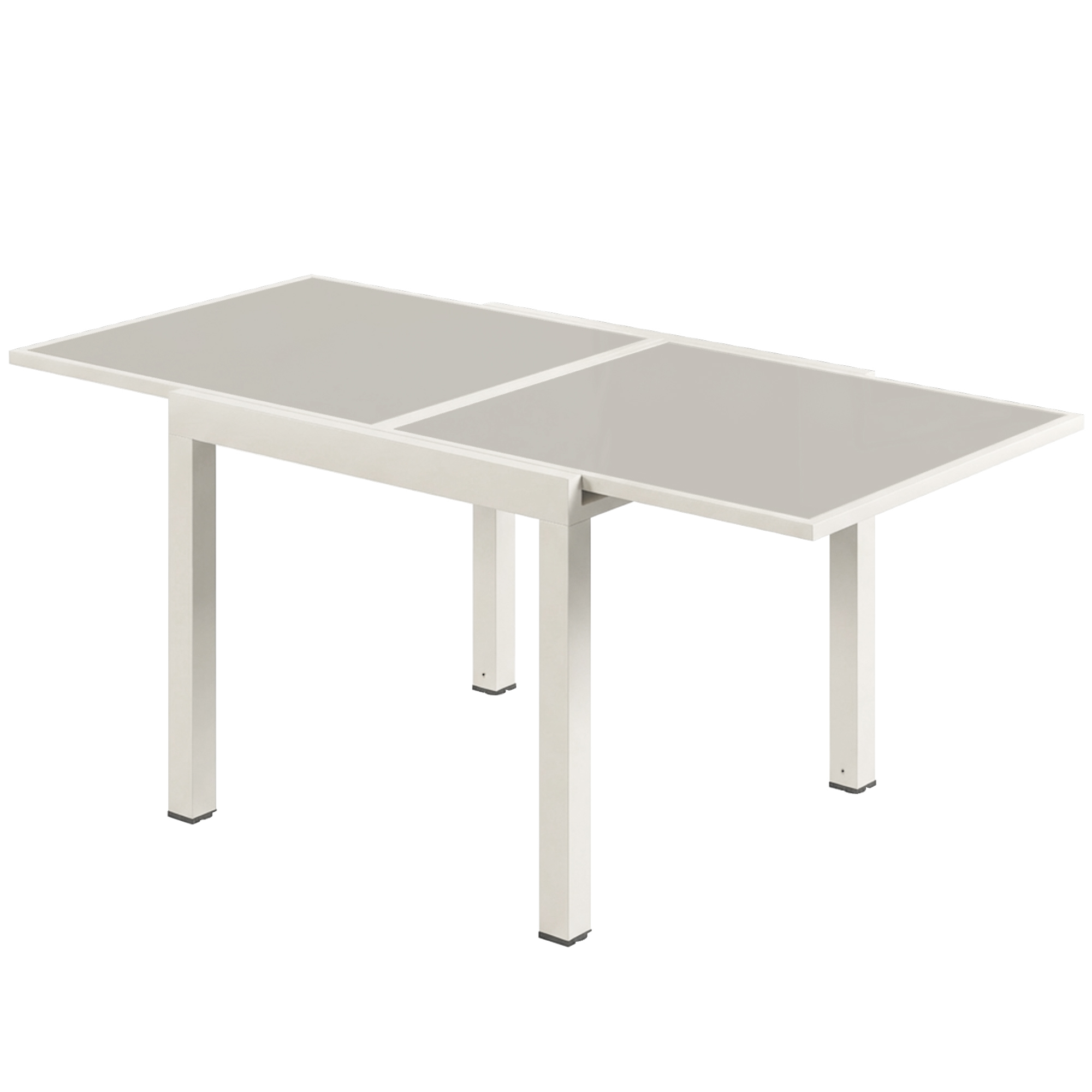 Outsunny Table extensible en aluminium pour extérieur, plateau en verre trempé, Crème.