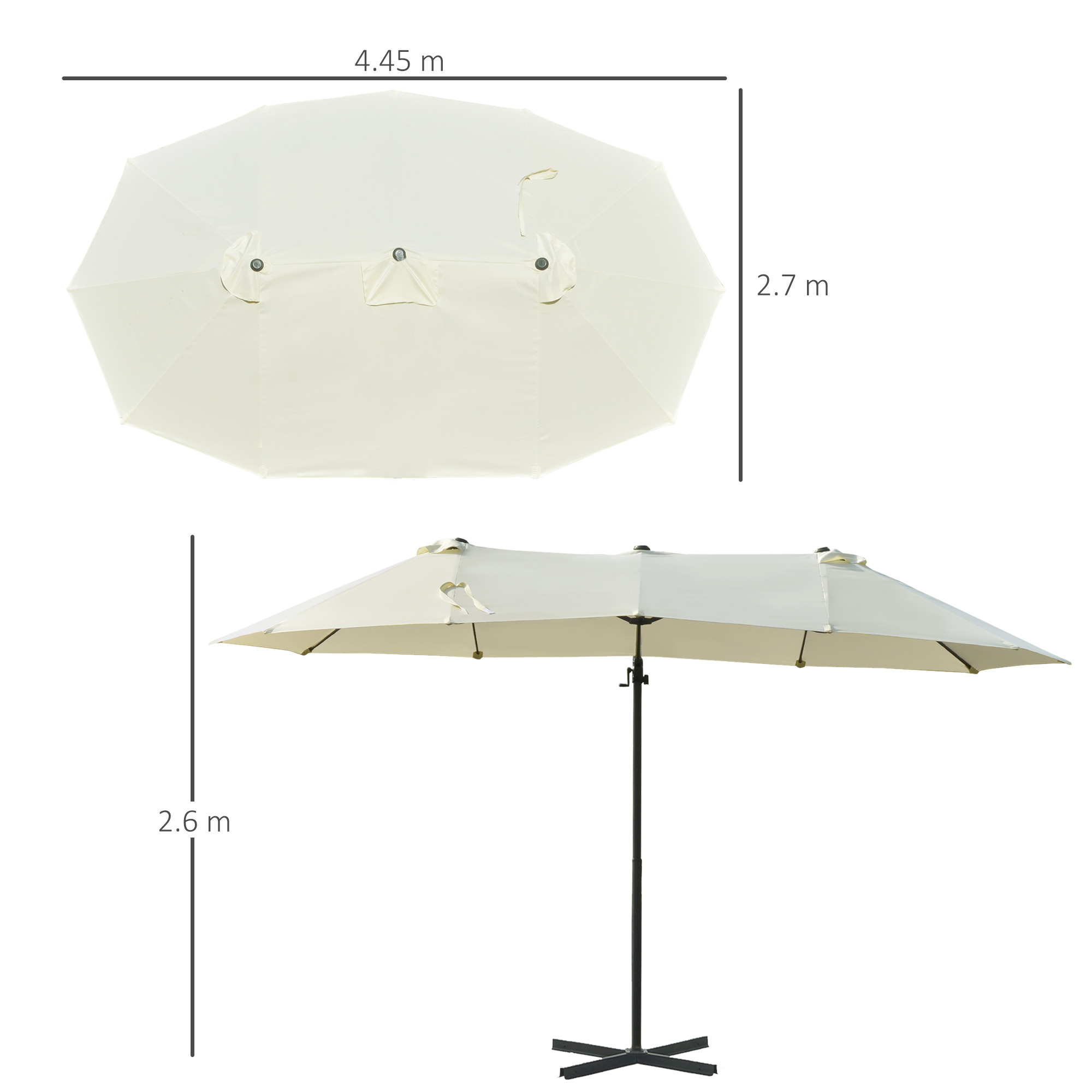 Ombrellone Doppio Da Esterno Con Supporto, Ombrellone Ovale Da Giardino Con Manovella 38345631