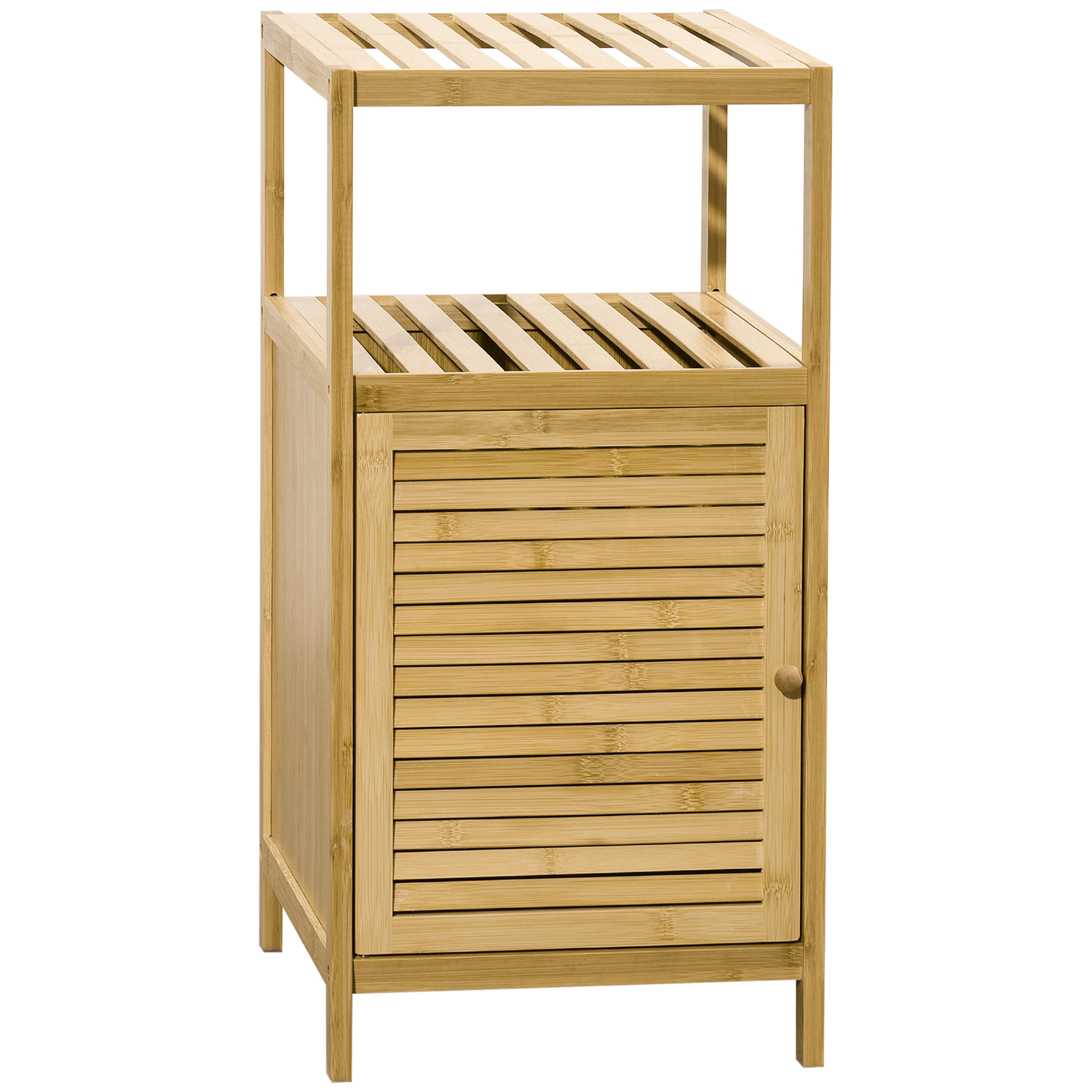 kleankin Badezimmerschrank mit offenem Fach, Beistellschrank aus Bambus, 33x35,5x67cm, Kippschutz für sichere Aufbewahrung Aosom.de