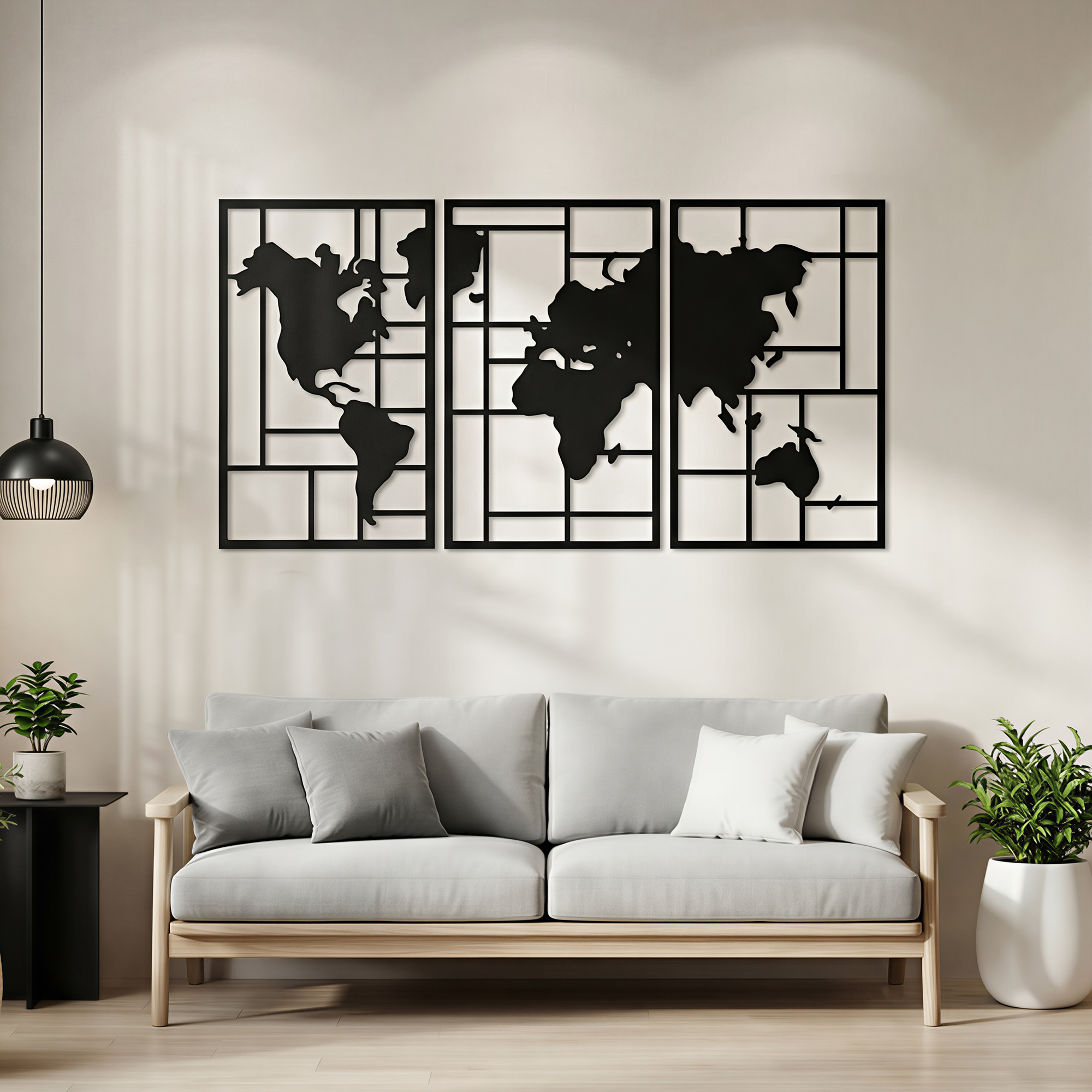 HOMCOM Wanddeko Metall 3 Stück Wanddekoration Weltkarte Wandkunst für Wohnz günstig online kaufen