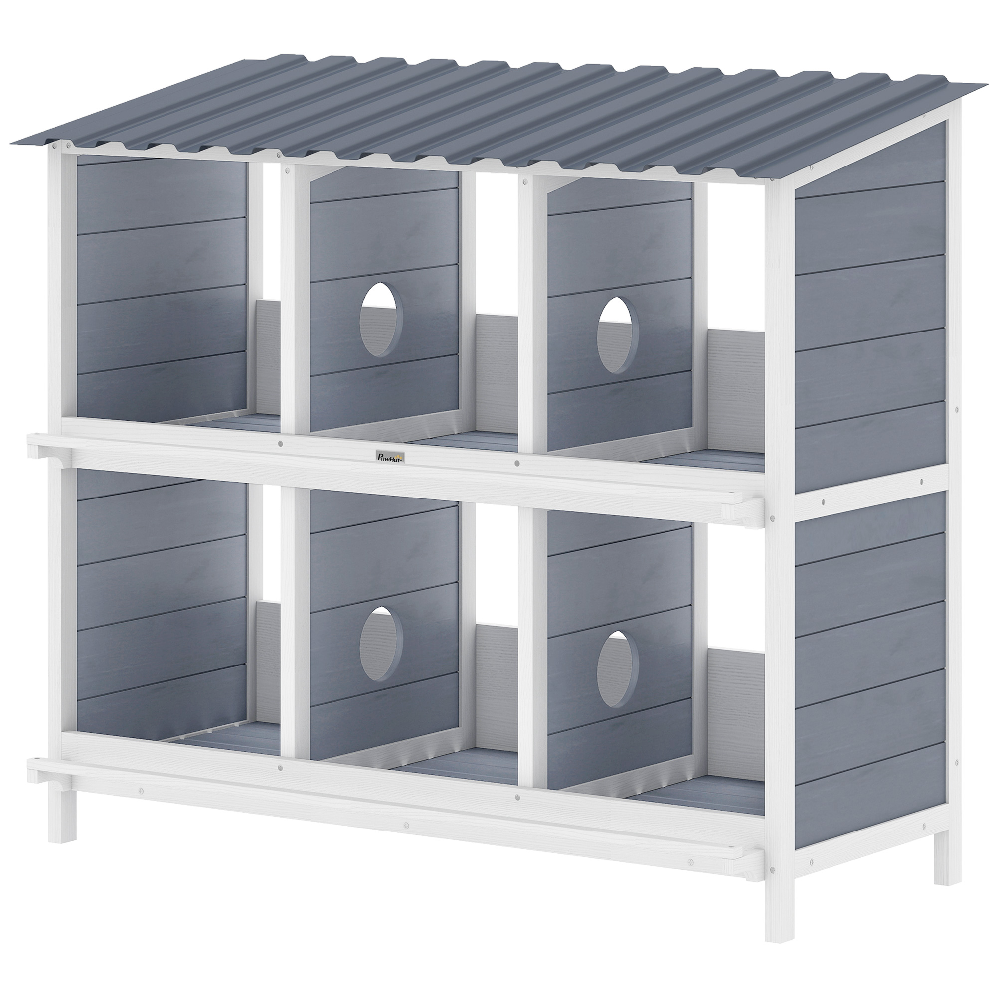 Comparer les prix de PawHut Nid de ponte pour poules, poulailler surélevé en bois à 6 cases, 4 perchoirs pour enclos de petits animaux 102 x 50 x 91 cm, Gris