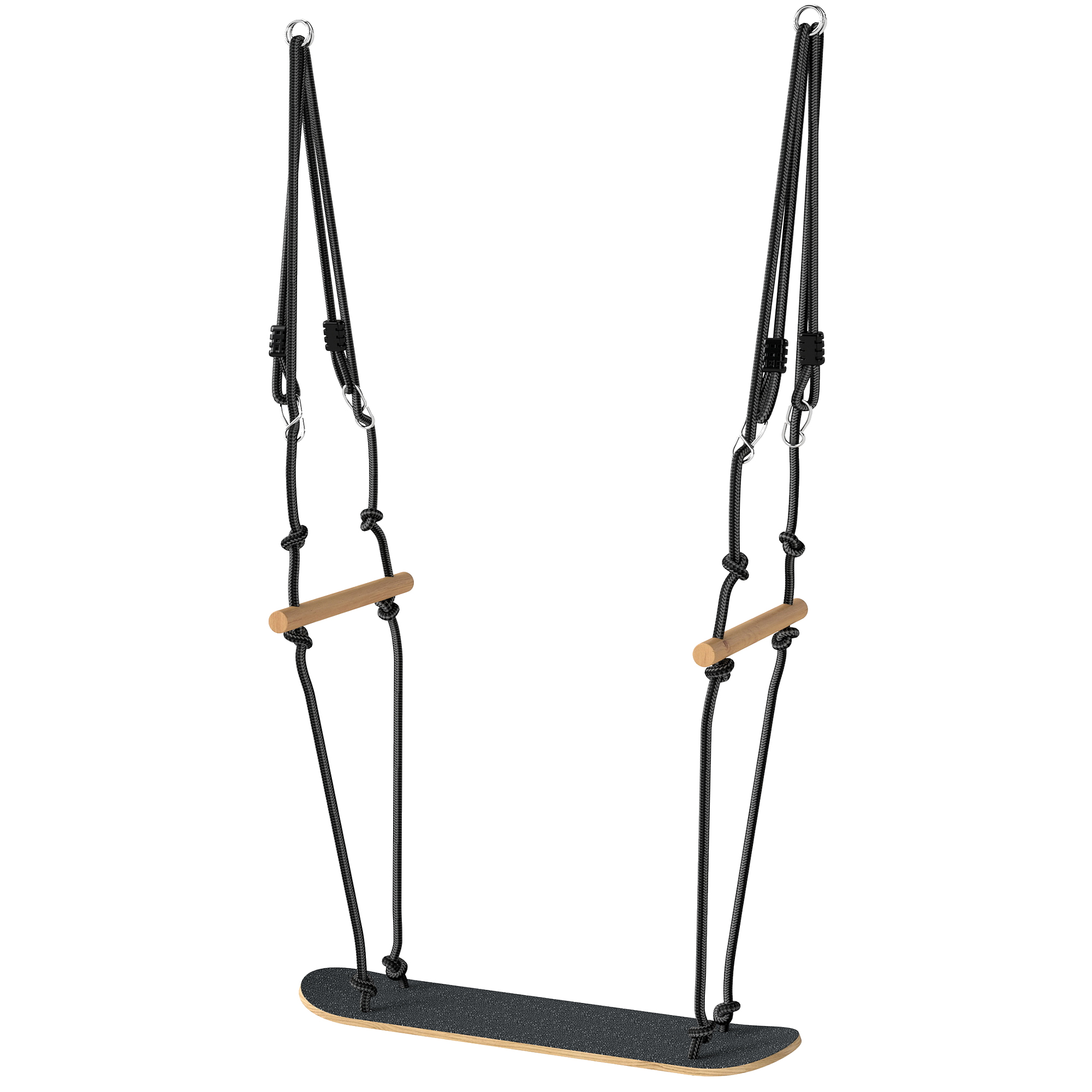 AIYAPLAY Columpio Skate Columpio infantil con altura ajustable, tabla antideslizante, cuerda resistente a la intemperie, asas Negro
