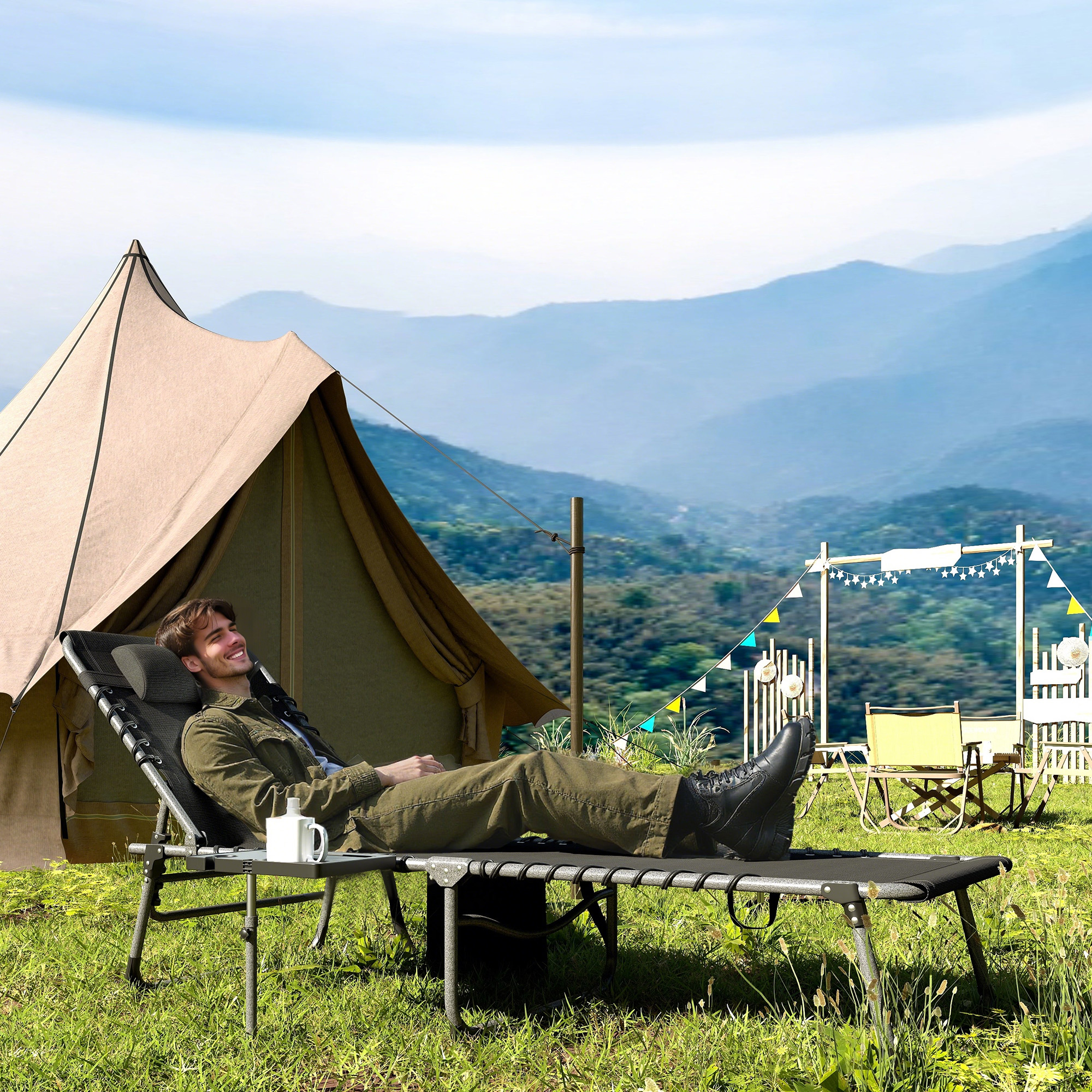 Outsunny Sonnenliege klappbar Gartenliege mit Kopfkissen, Liegestuhl mit 5- günstig online kaufen