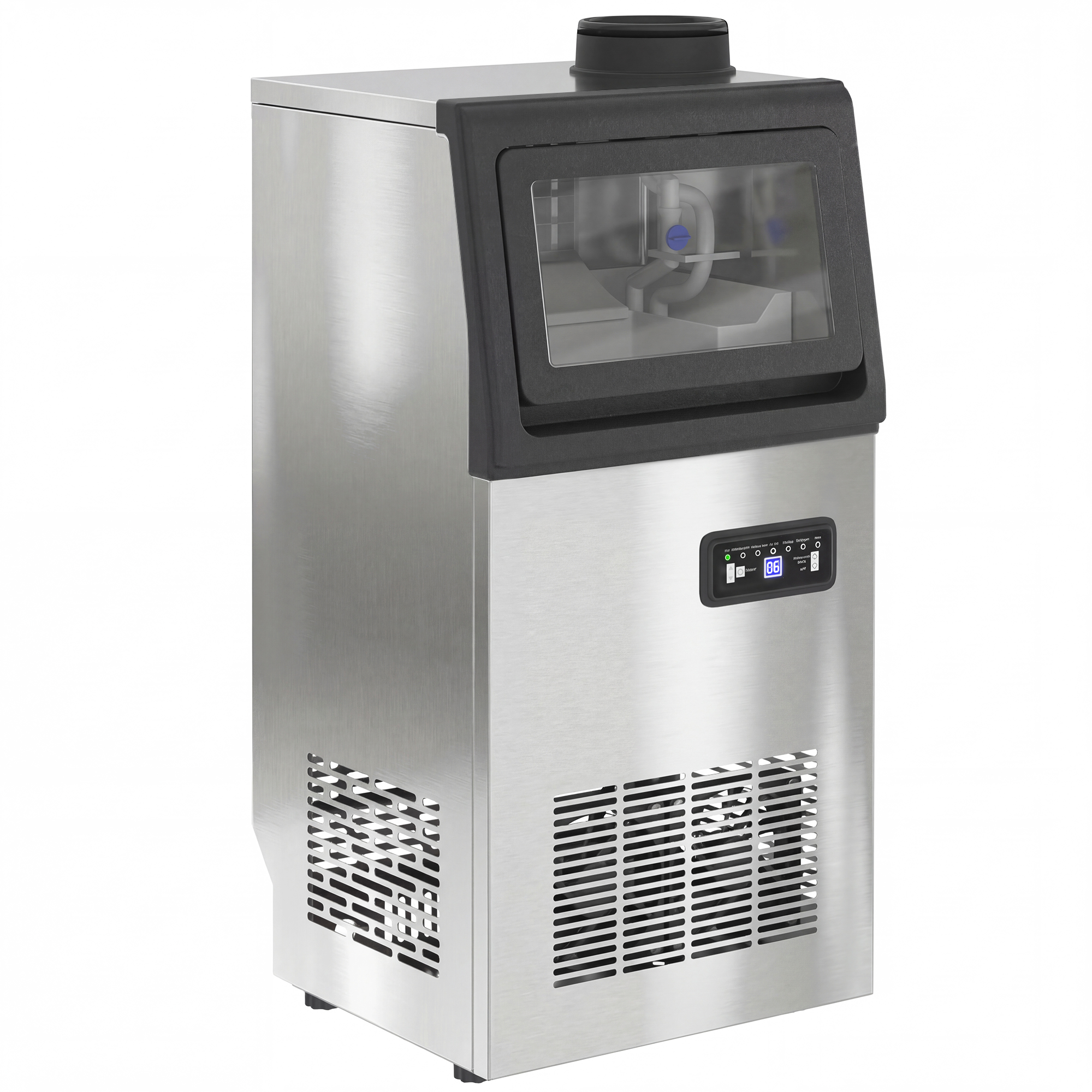HOMCOM Commercial Ice Maker Machine, 45kg/24H Stainless Steel Under Counter or Freestanding Ice Machine, Silver