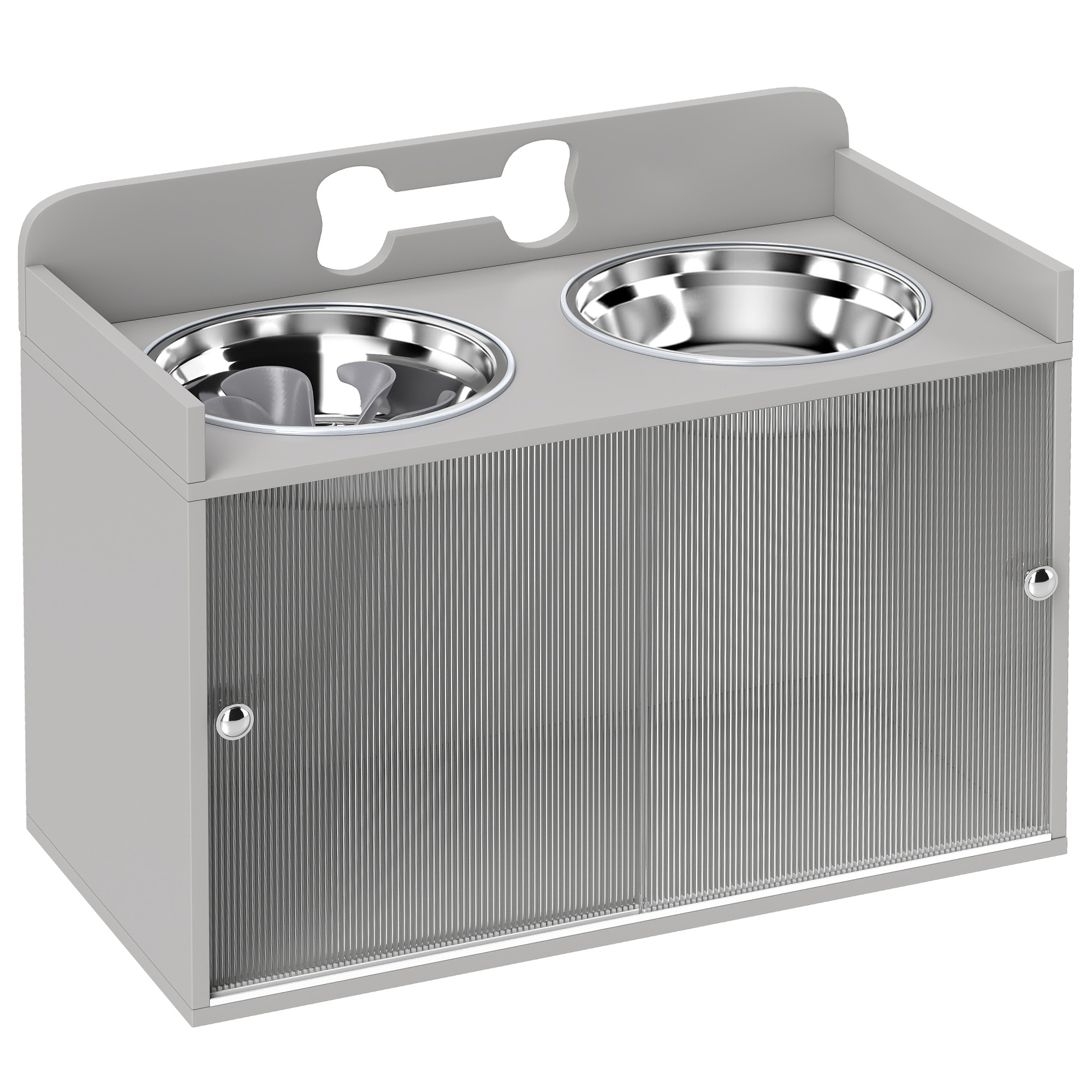 PawHut Hundenapf erhöht Futternapf mit Aufbewahrungsschrank, 2 Schüsseln mi günstig online kaufen