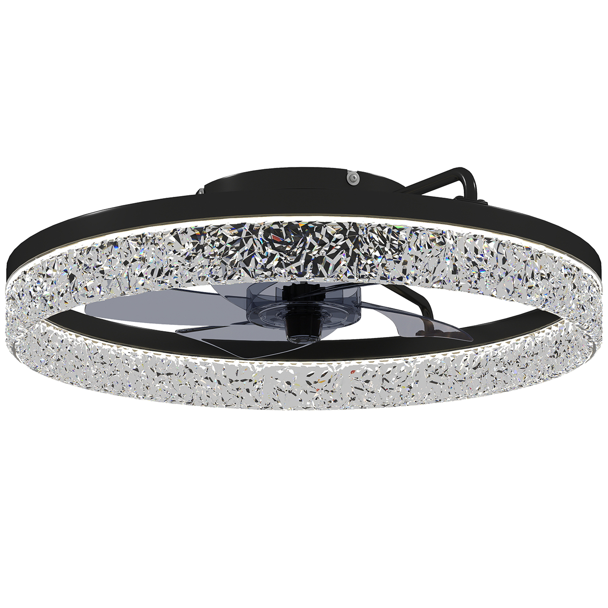 HOMCOM Ceiling Fan with Lights, Dimmable LED Mount Ceiling Fan Light with Remote App Control for Bedroom, Black