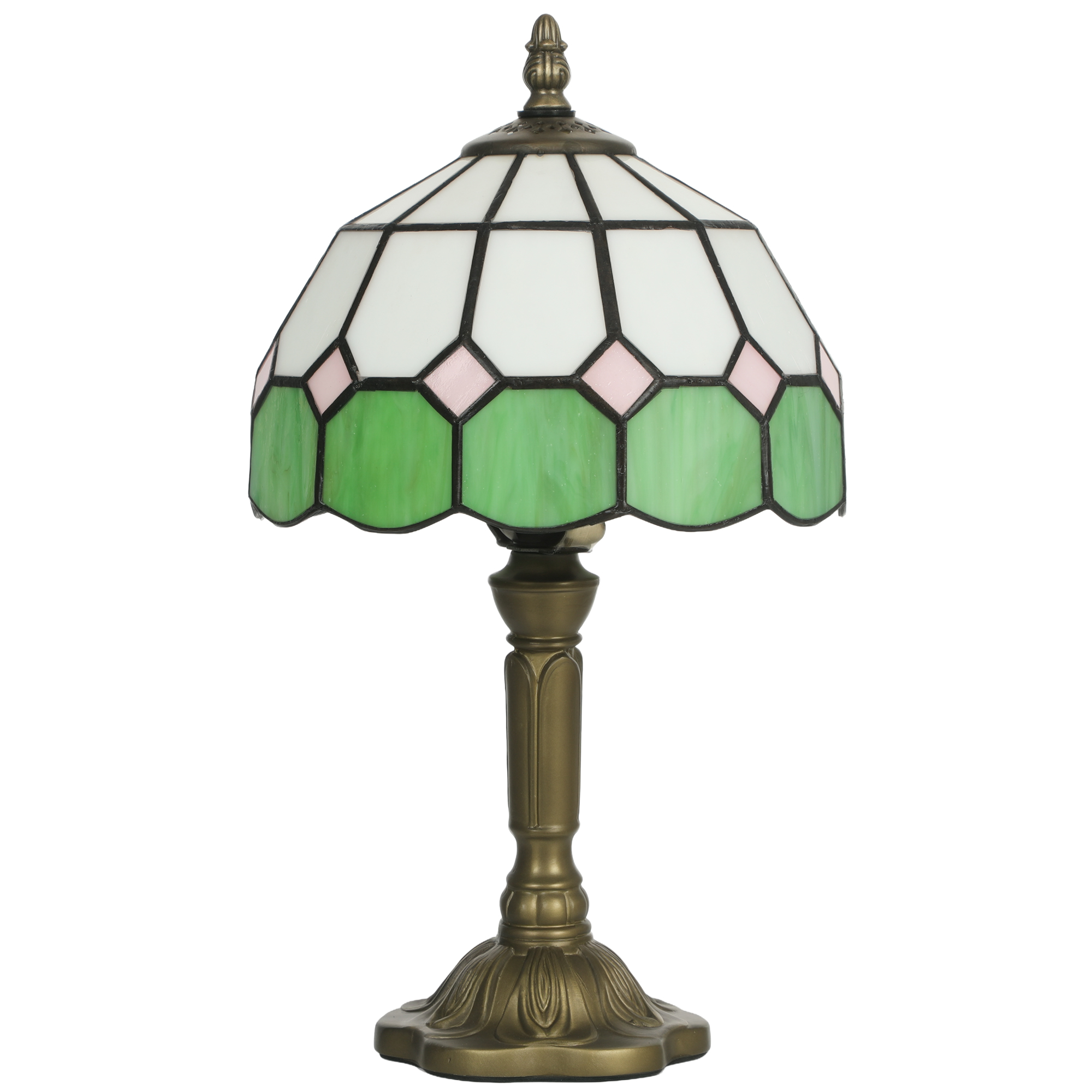 HOMCOM Handmade Art Deco Glass Table Lamp - White/Green