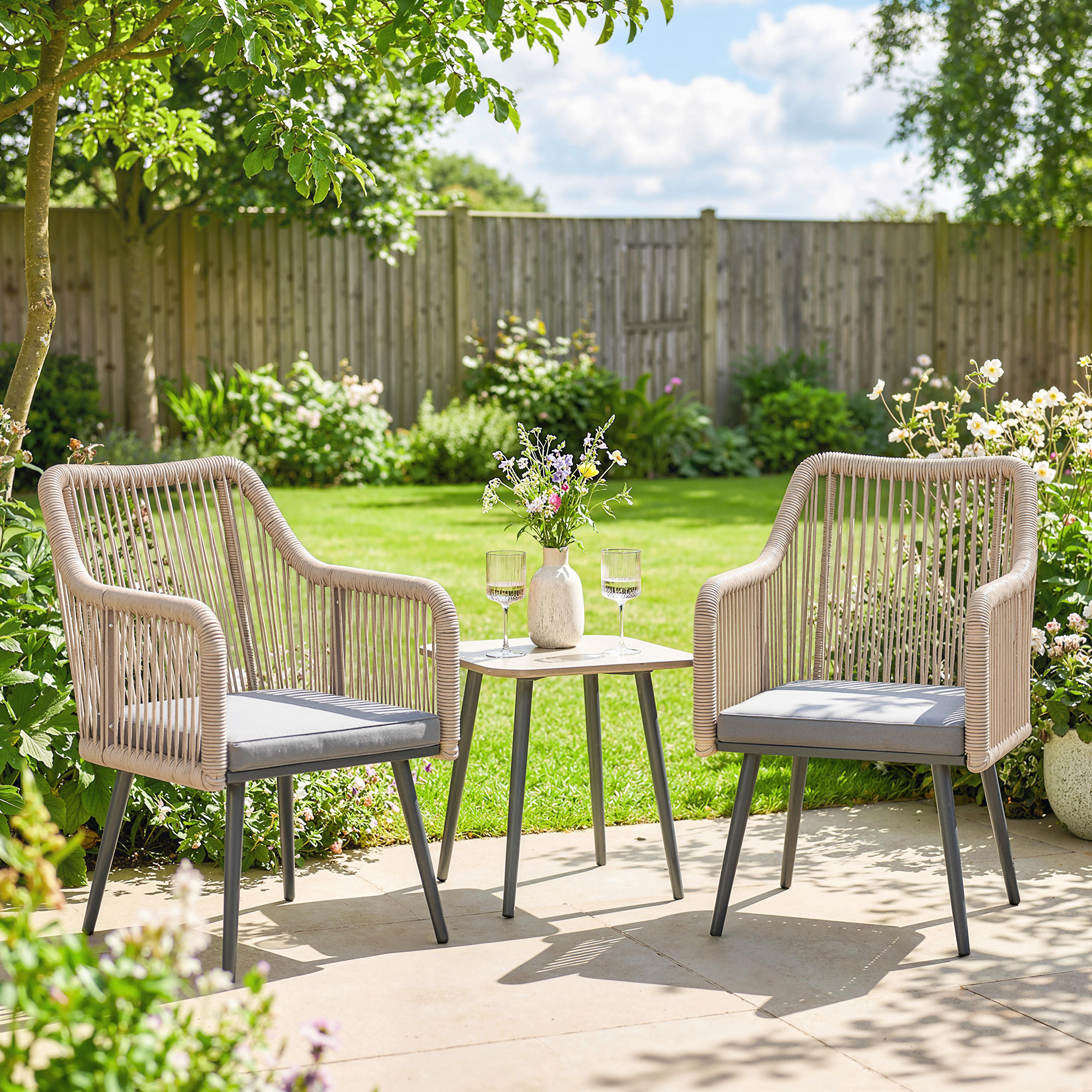 Outsunny Balkonstühle 2er Set Wetterfest mit Sitzkissen & Armlehnen, Outdoo günstig online kaufen