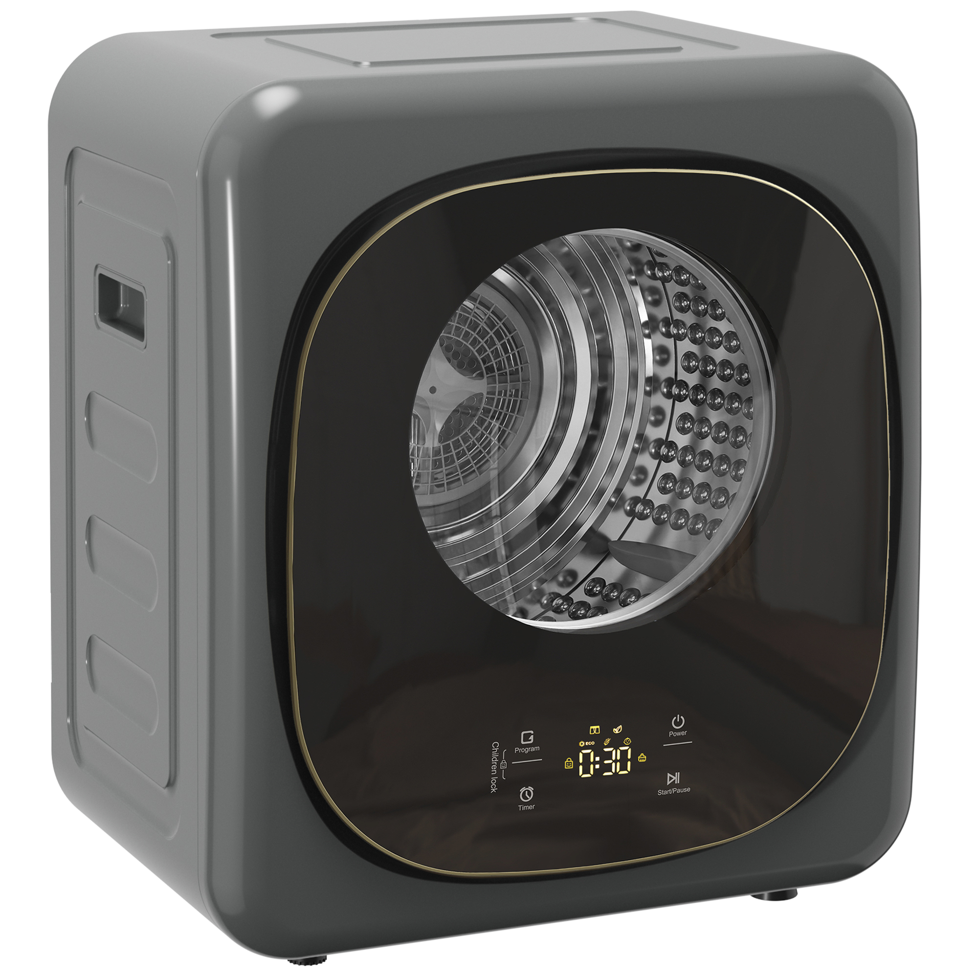 HOMCOM 4kg Vented Tumble Dryer with 5 Drying Mode, 800W Compact Freestanding Front Tumble Dryer Grey