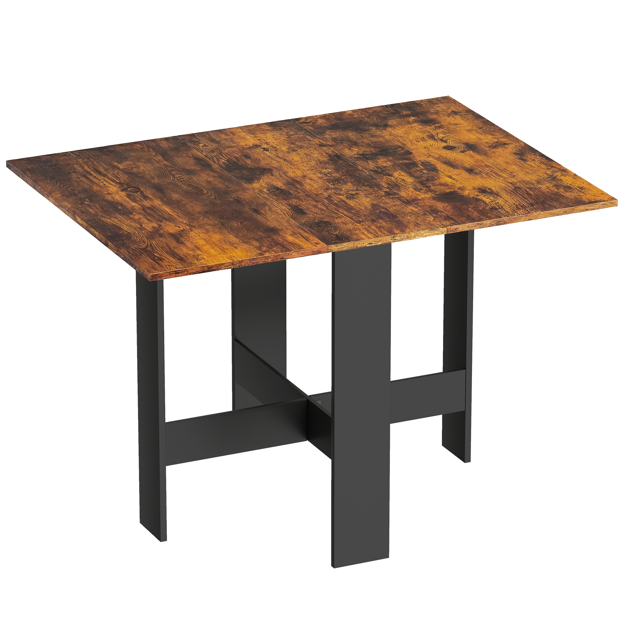 HOMCOM Folding Dining Table, Space-Saving Drop Leaf Kitchen Table for 4-6 People Rustic Brown