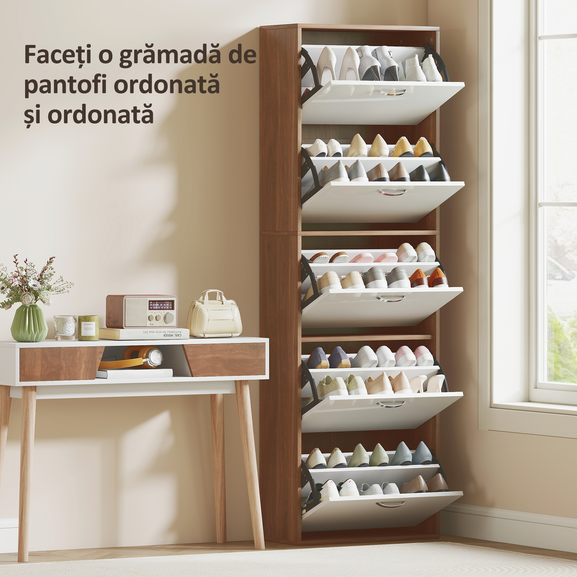  Dulap Pantofi 60×28×189 cm - 5 Sertare & Spatiu pentru 30 Perechi [3]