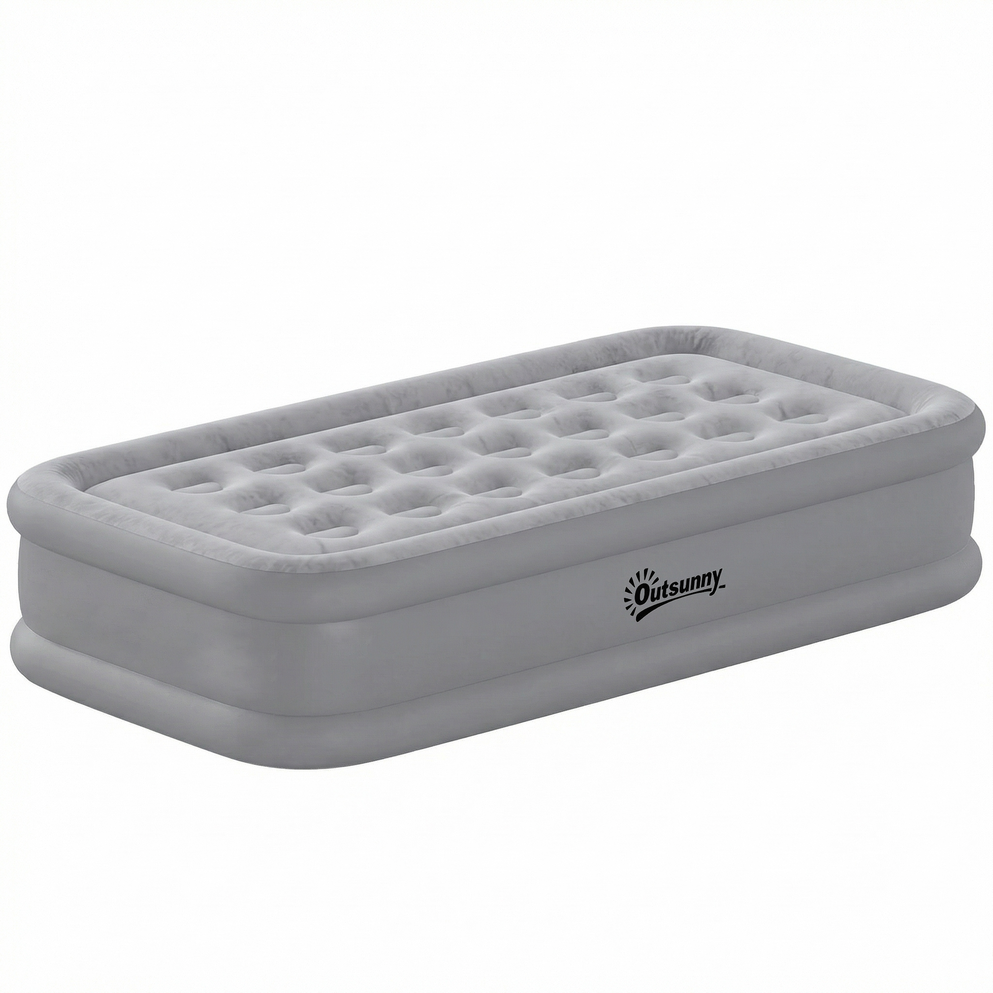 Outsunny Matelas gonflable 1 personne Auto-gonflant Lit d'appoint avec pompe électrique intégrée en 3 minutes Surface veloutée